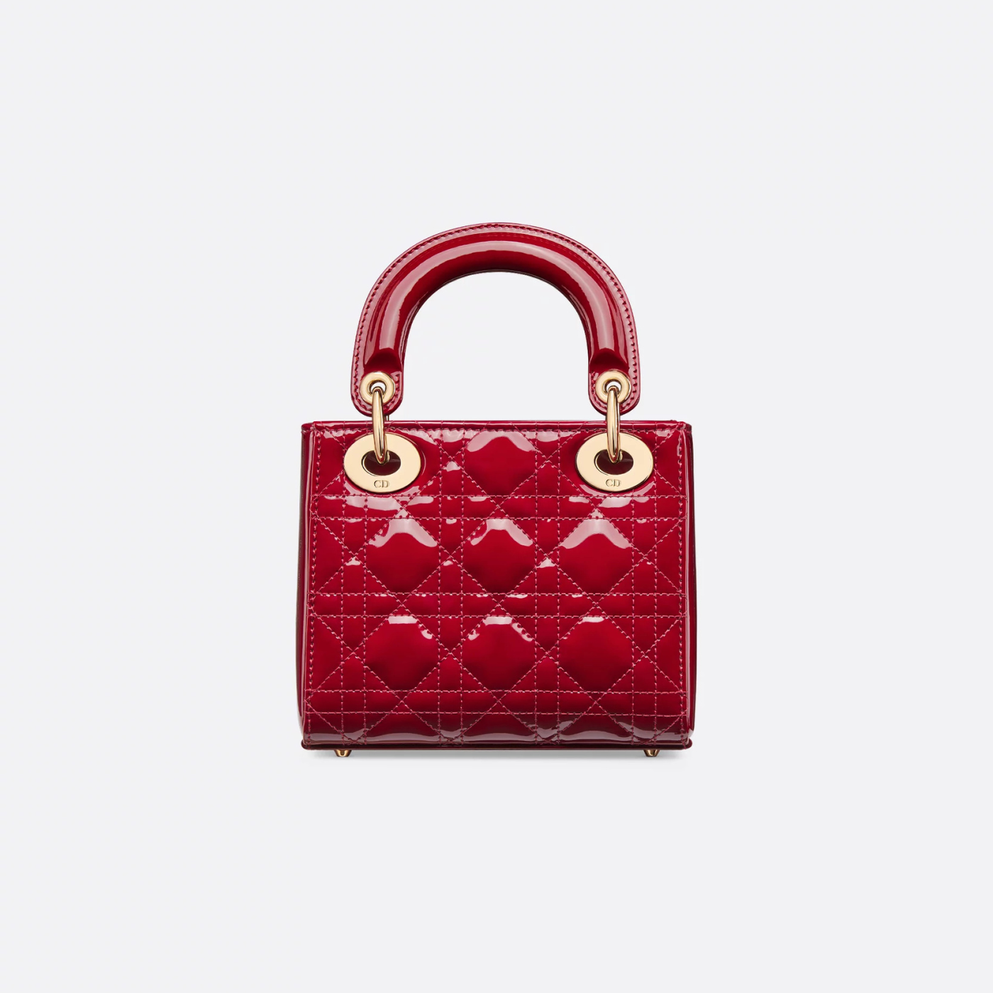 Mini Lady Dior Bag Cherry Red Patent Cannage Calfskin Sands