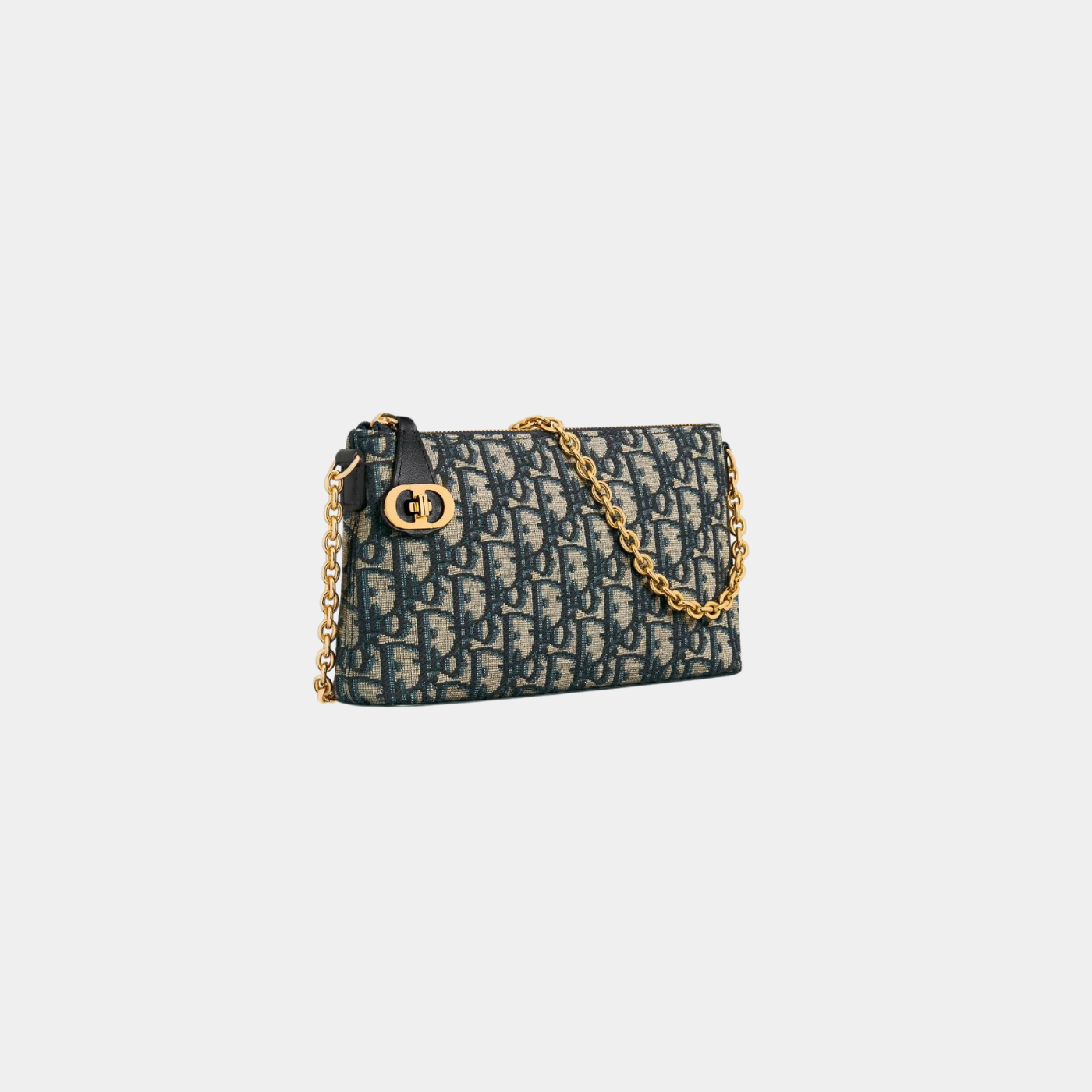 30 Montaigne Mini Bag with Chain Blue Oblique Jacquard