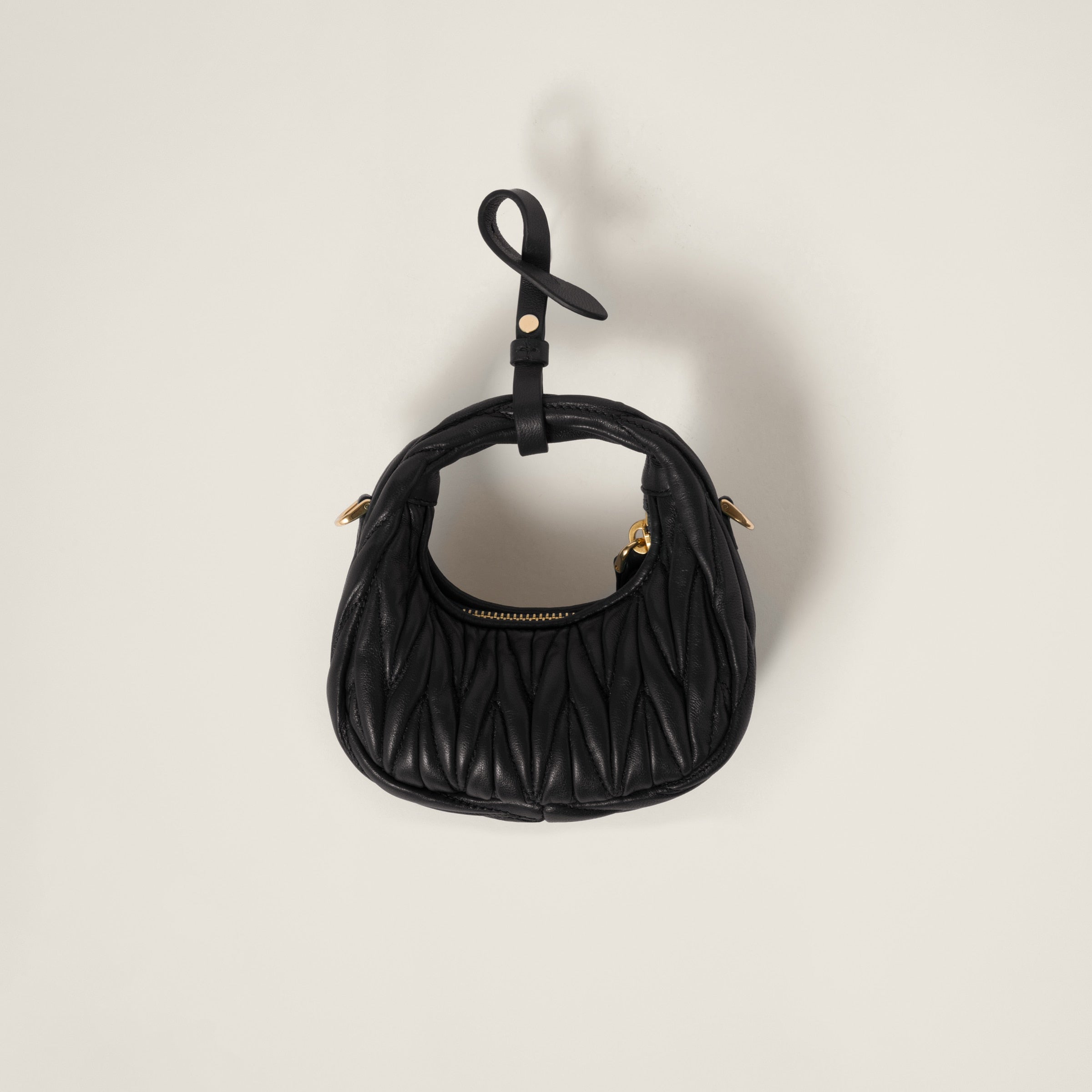 Wander matelassé nappa leather micro hobo bag