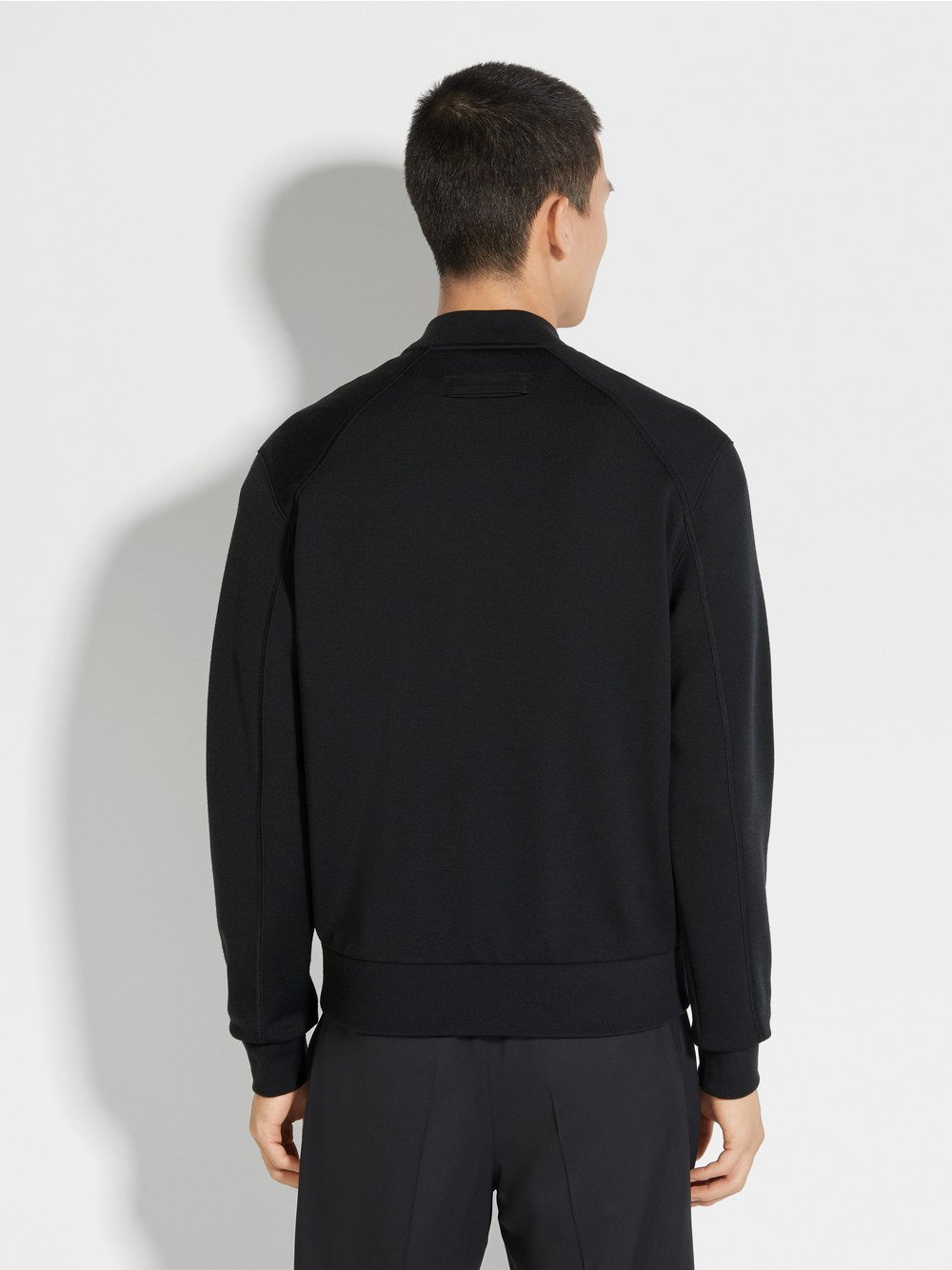 Black High Performance Wool Blend Bomber