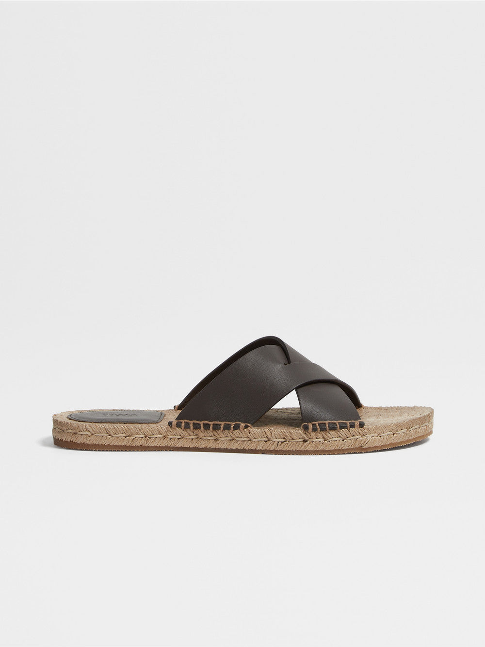 DARK BROWN LEATHER ESPADRILLE SANDALS