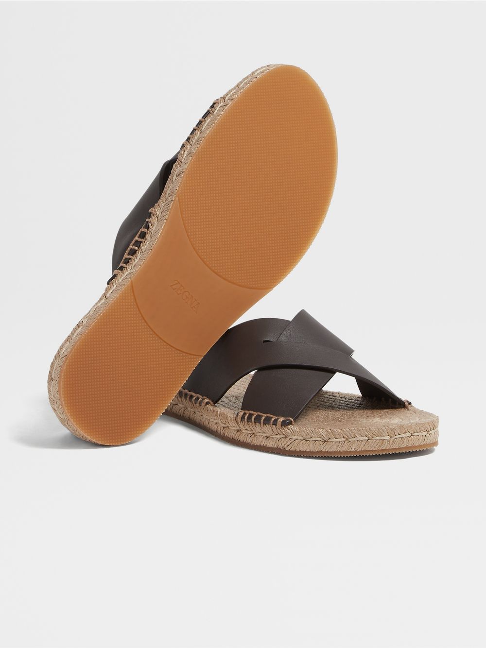 Dark Brown Leather Espadrille Sandals