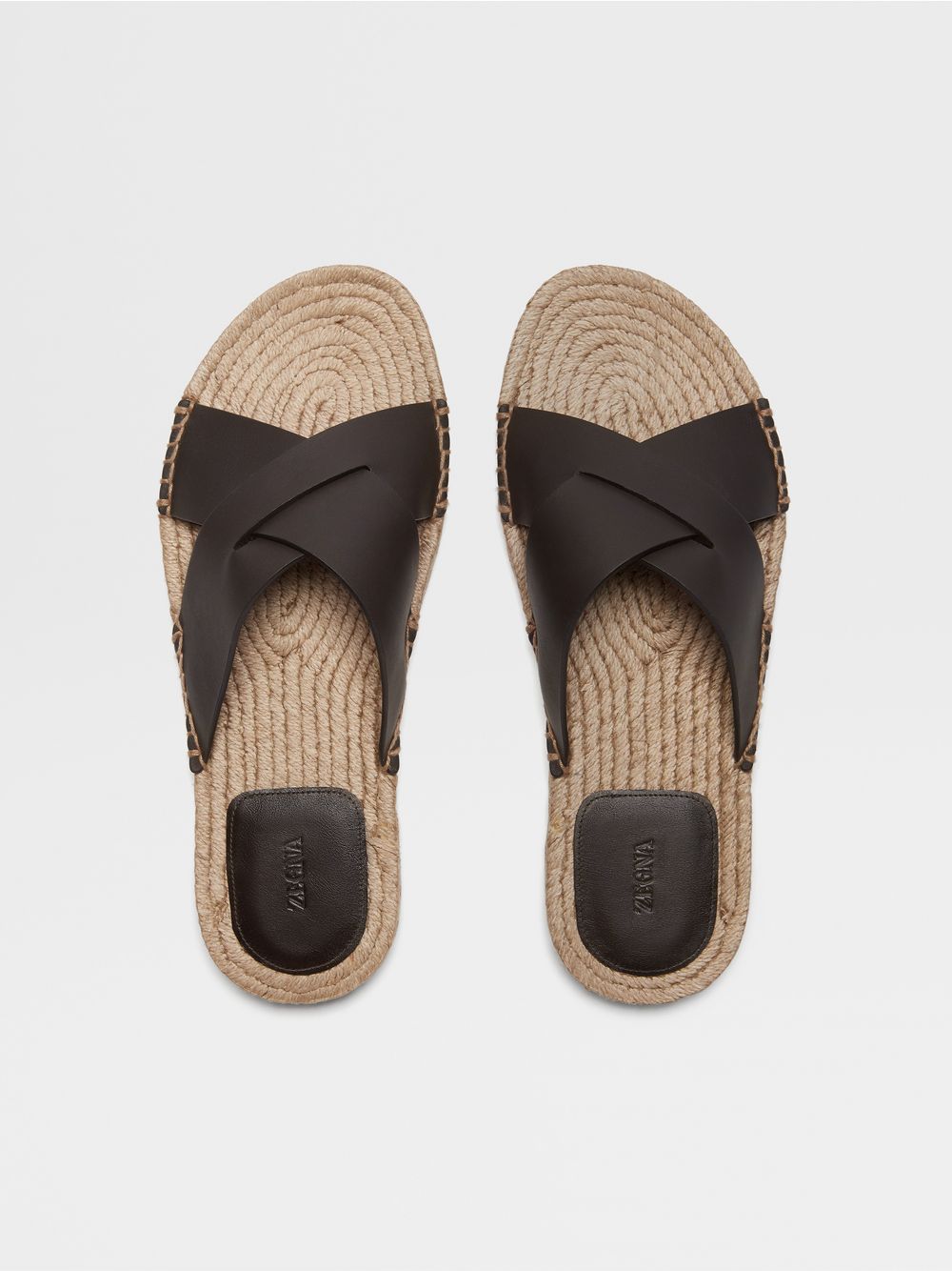 Dark Brown Leather Espadrille Sandals