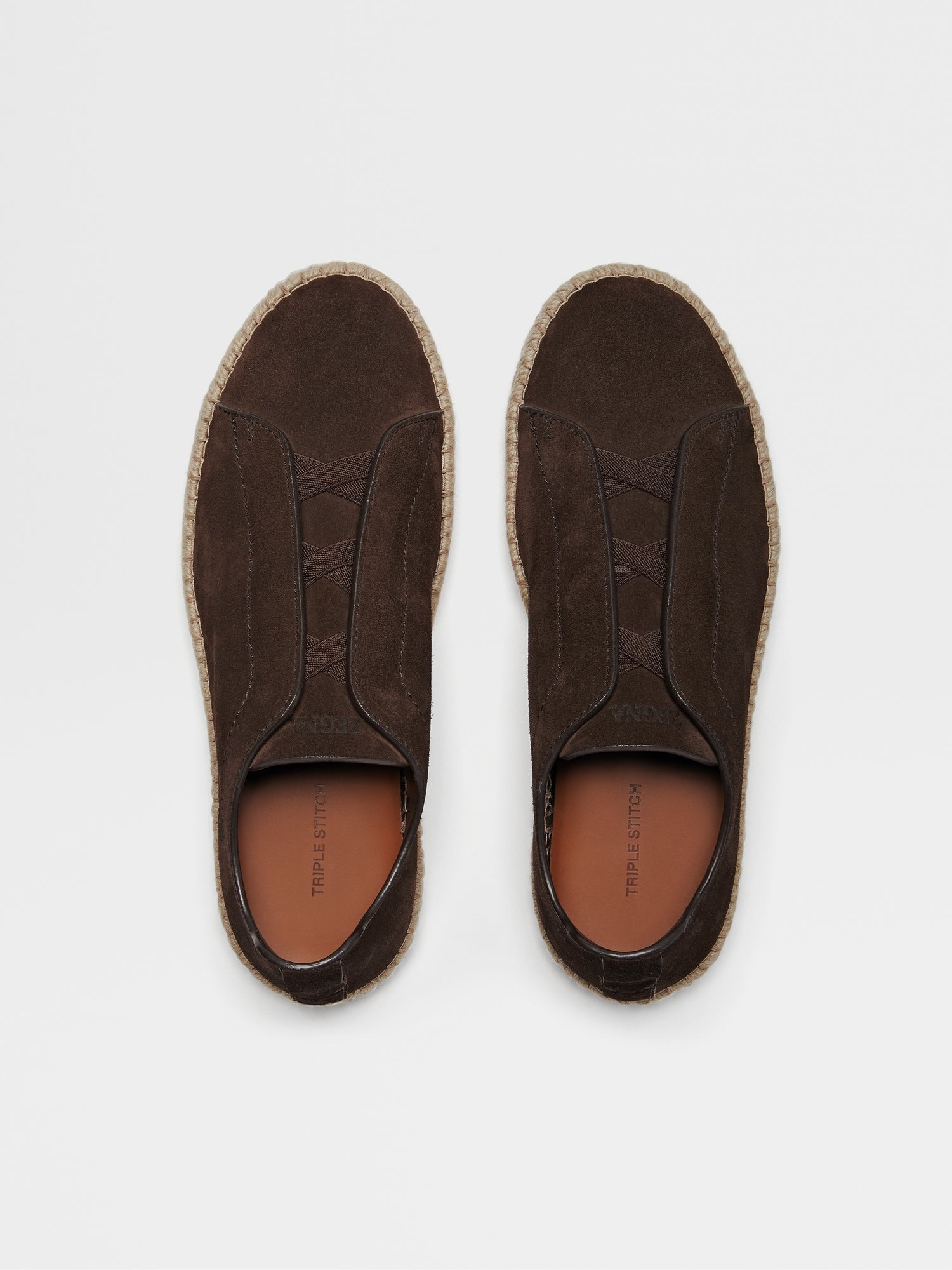 Dark Brown Suede Triple Stitch Espadrilles