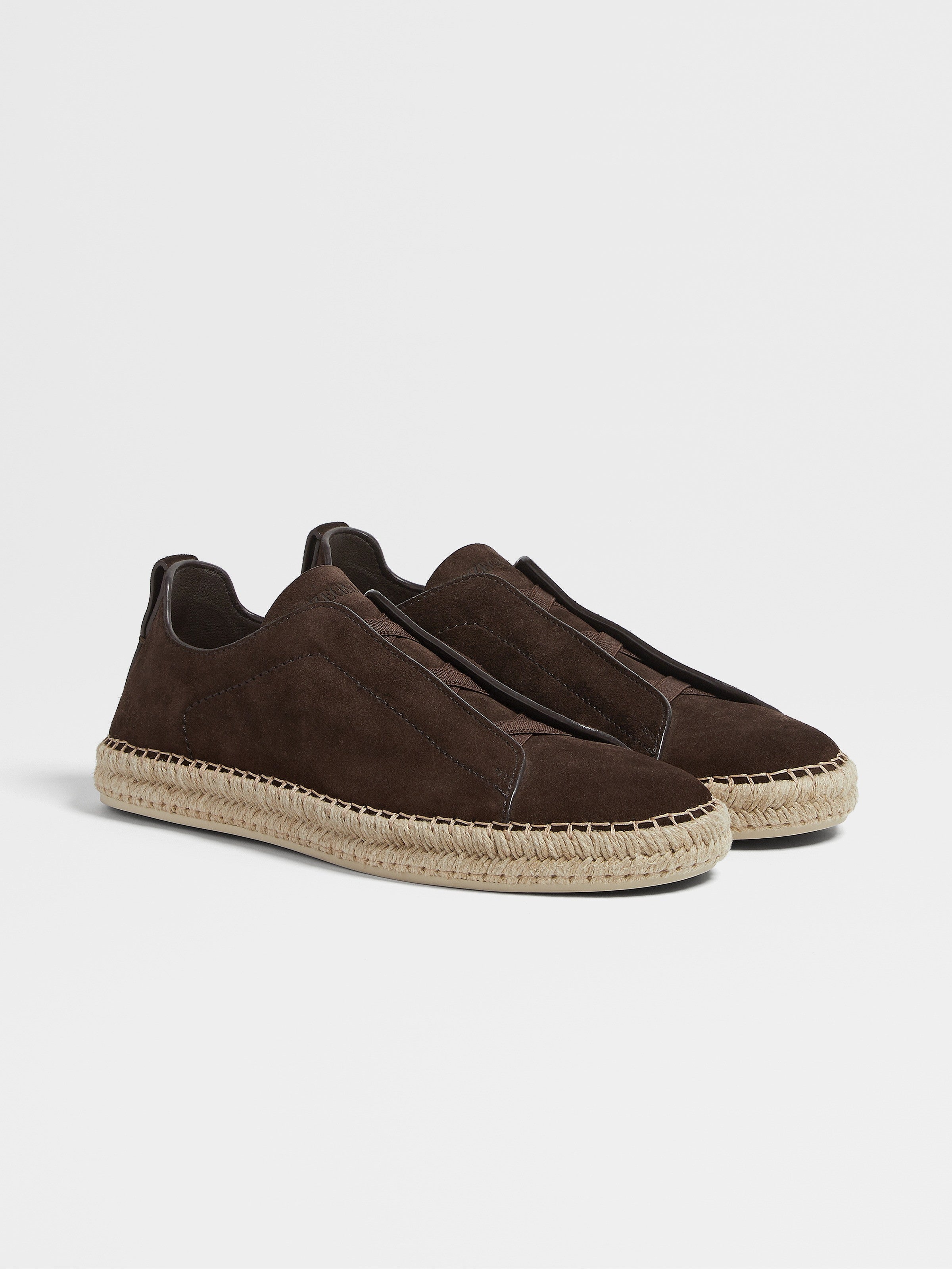 Dark Brown Suede Triple Stitch Espadrilles