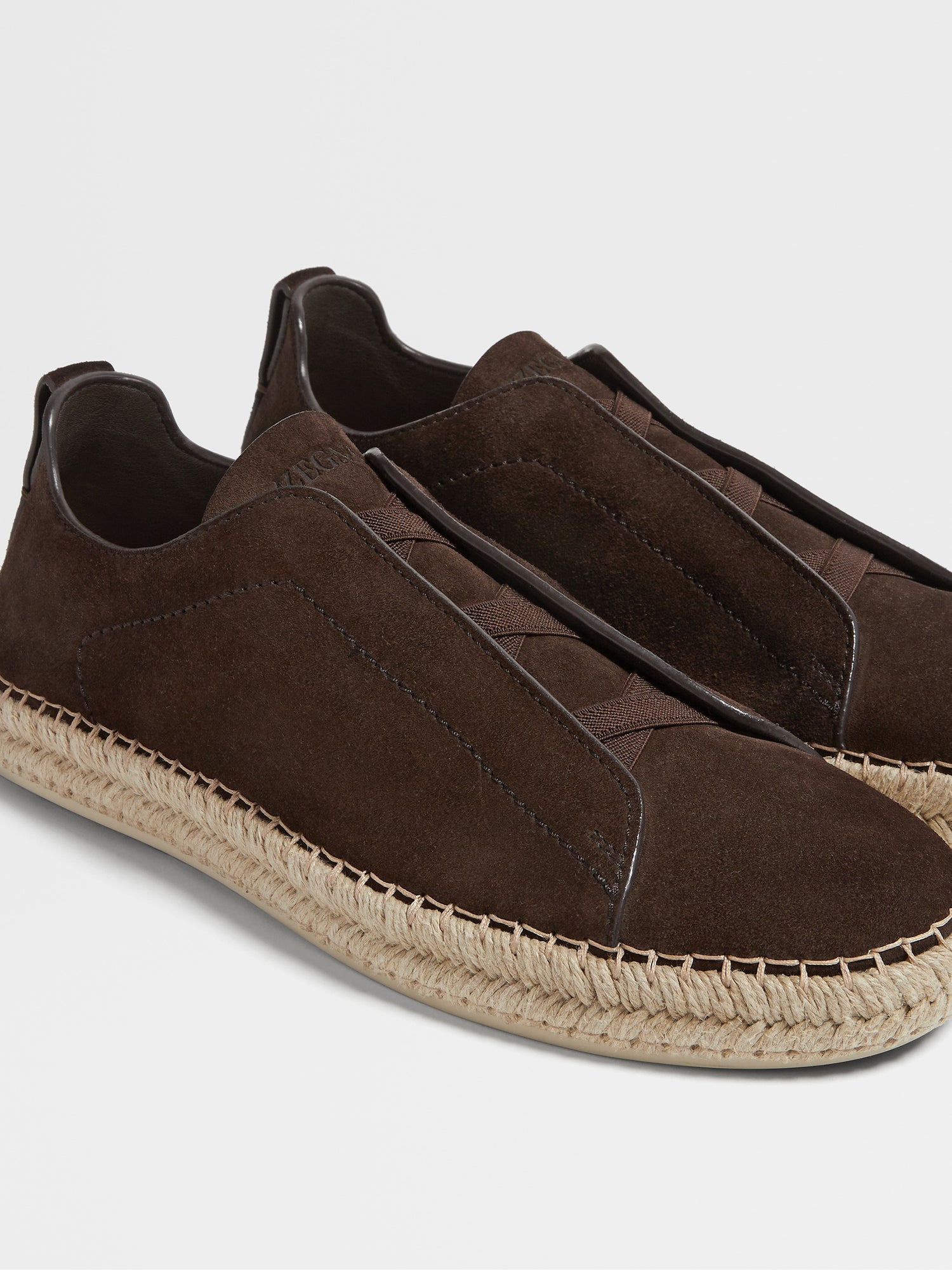 Dark Brown Suede Triple Stitch Espadrilles