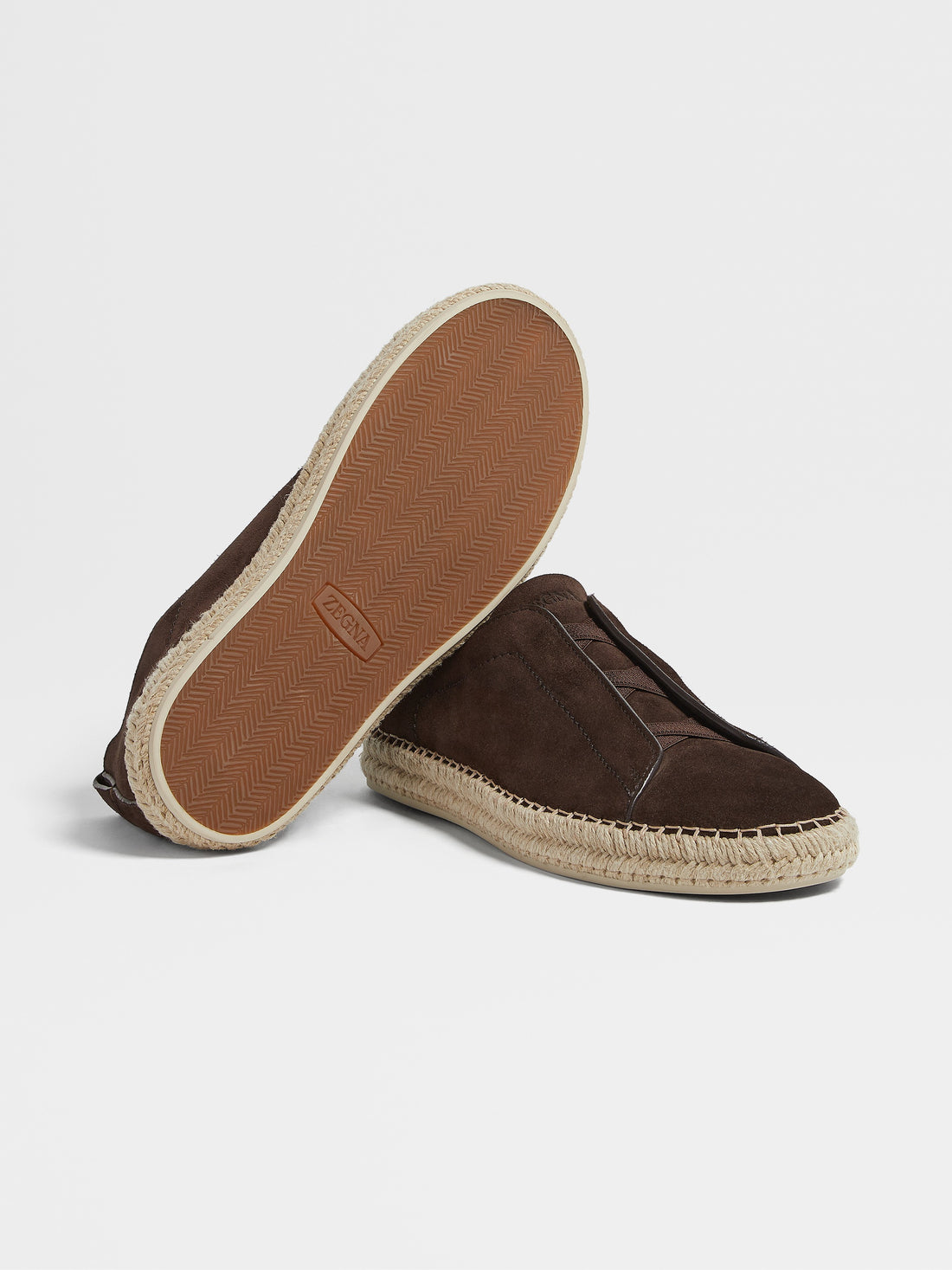 Dark Brown Suede Triple Stitch Espadrilles