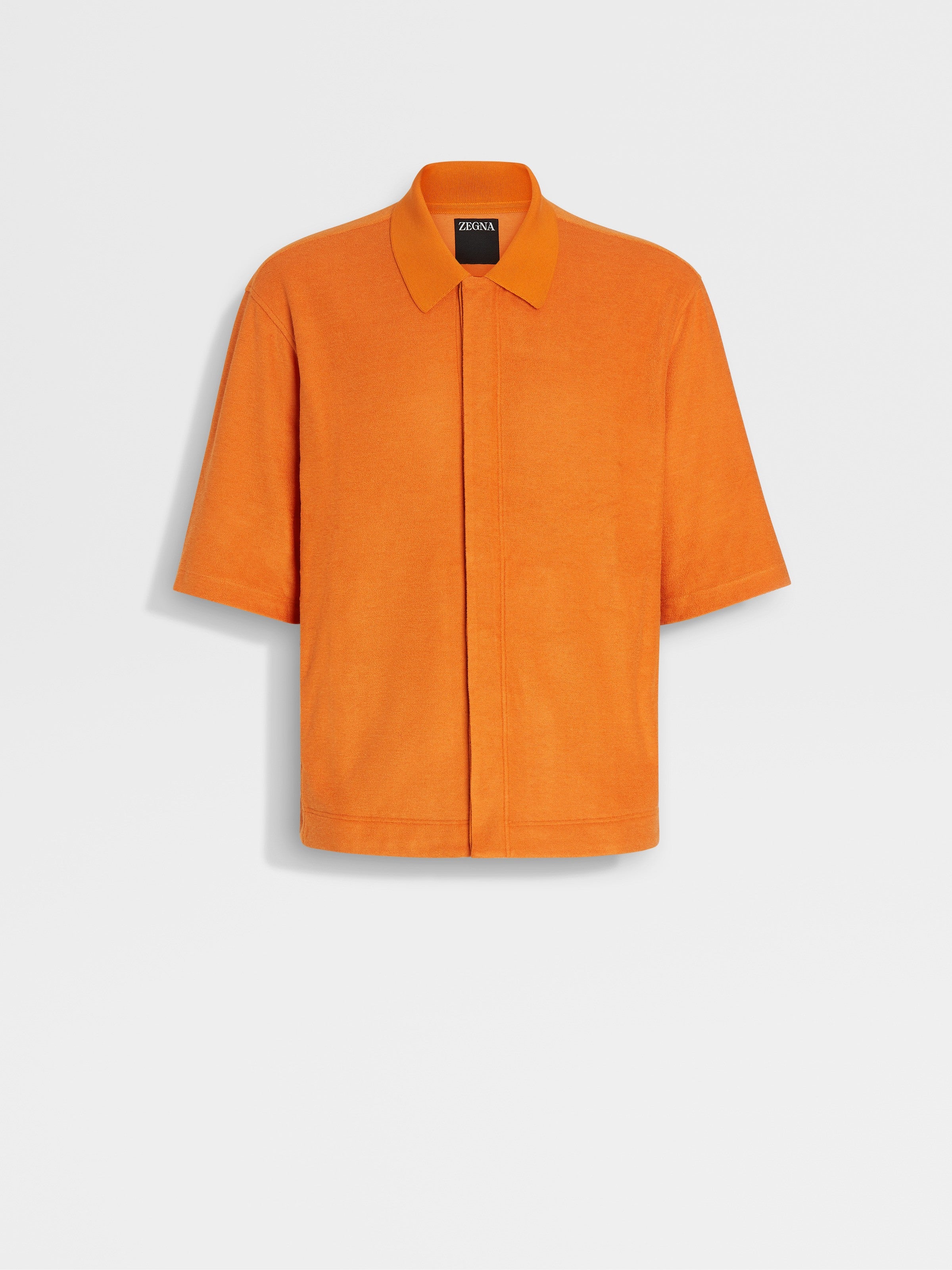 BRIGHT ORANGE COTTON AND SILK SHIRT