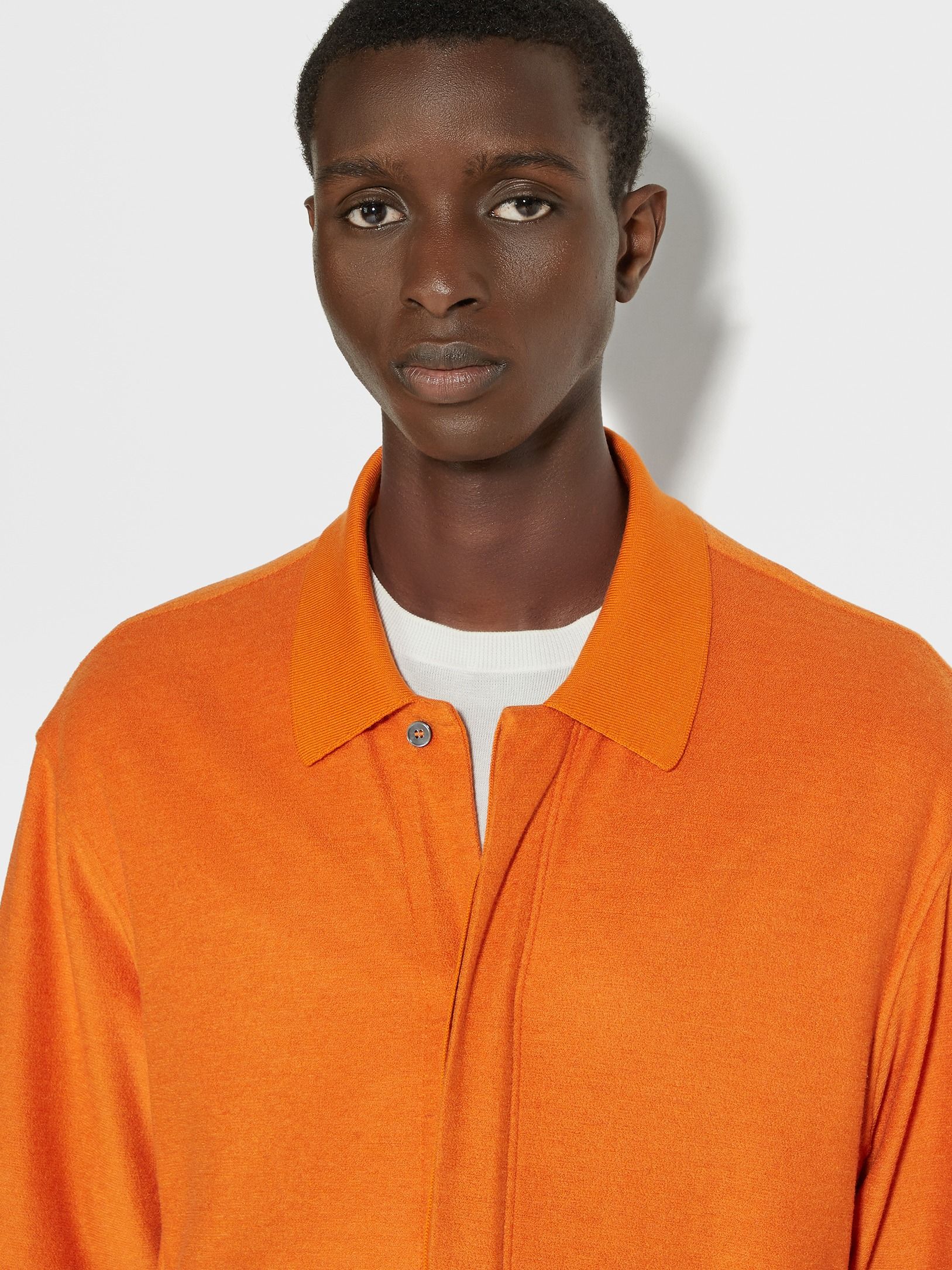 Bright Orange Cotton and Silk Shirt