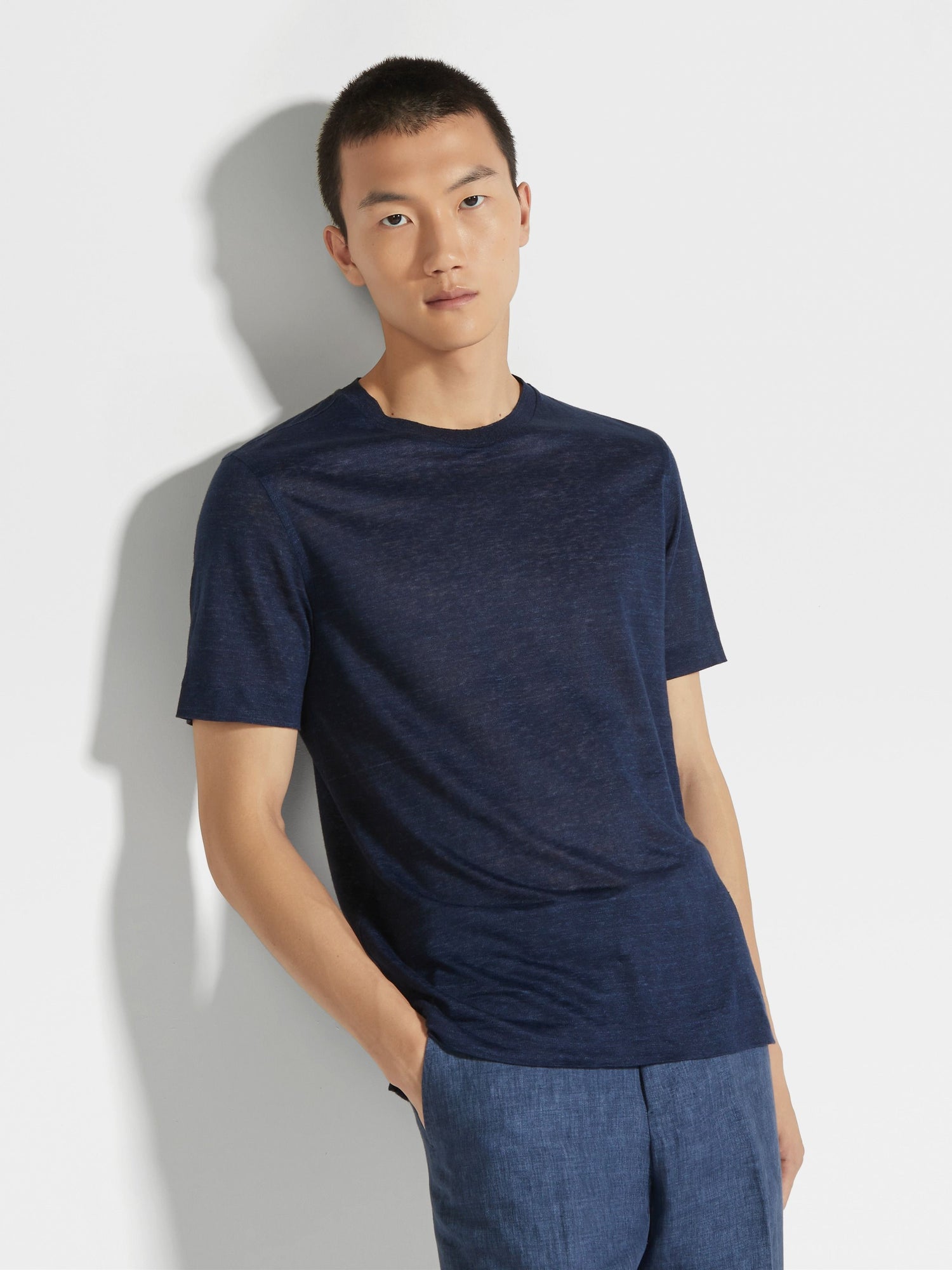 NAVY BLUE LINEN T-SHIRT