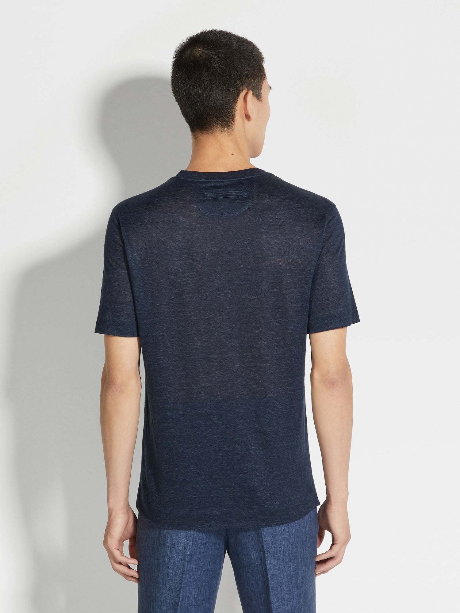 Navy Blue Linen T Shirt