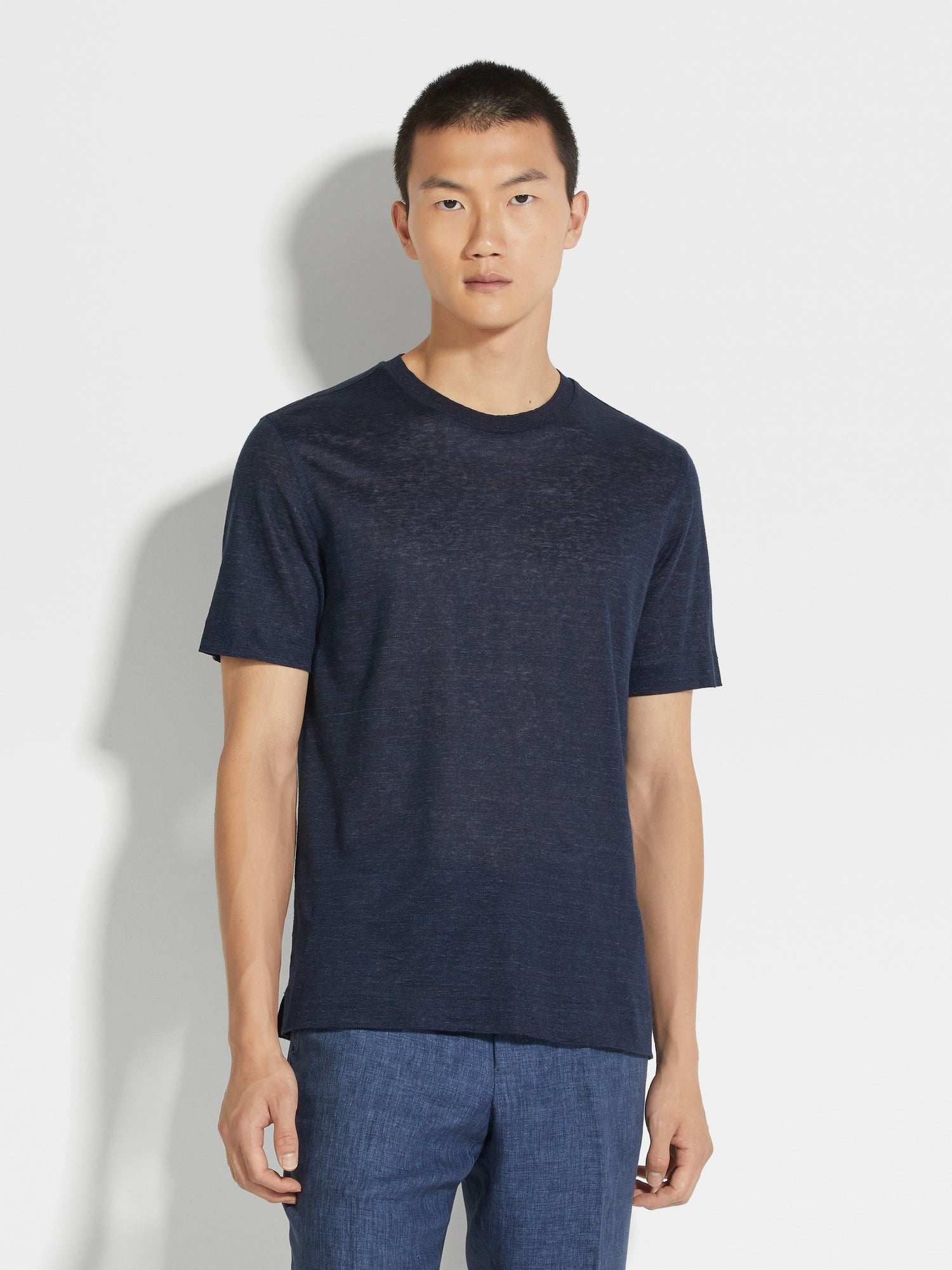 NAVY BLUE LINEN T-SHIRT