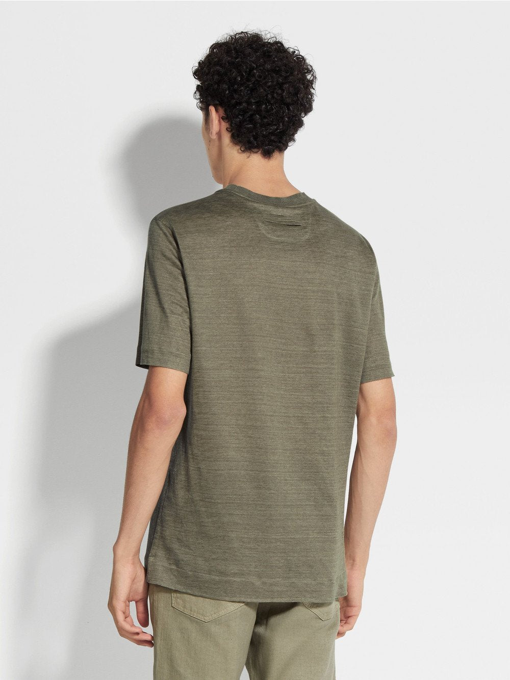 OLIVE GREEN LINEN T-SHIRT