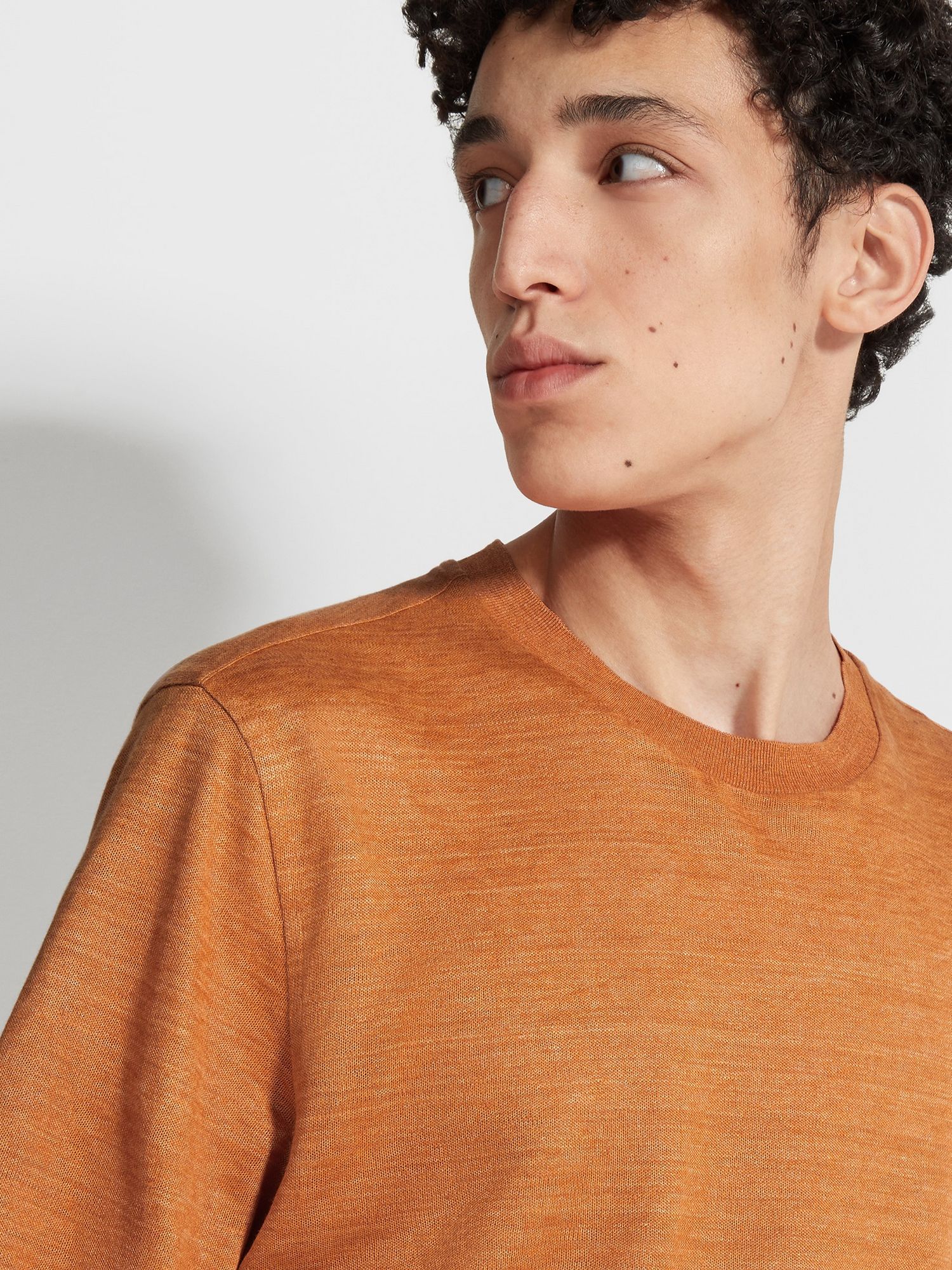 BRIGHT ORANGE LINEN T-SHIRT