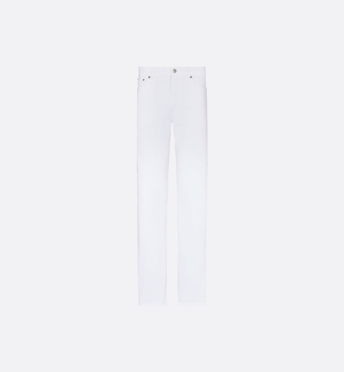 Long Regular Jeans White Cotton Twill