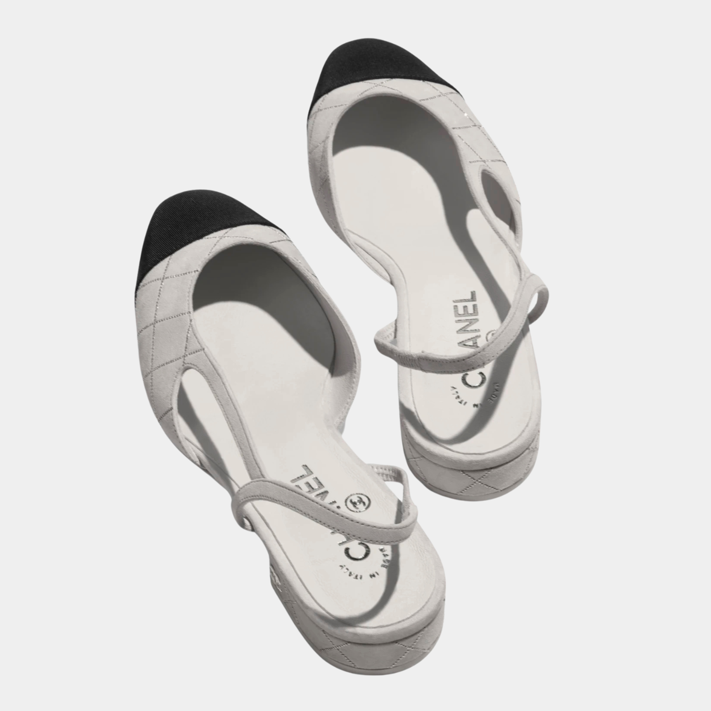 Low Slingback Suede Goatskin And Grosgrain Grey Silver And Black