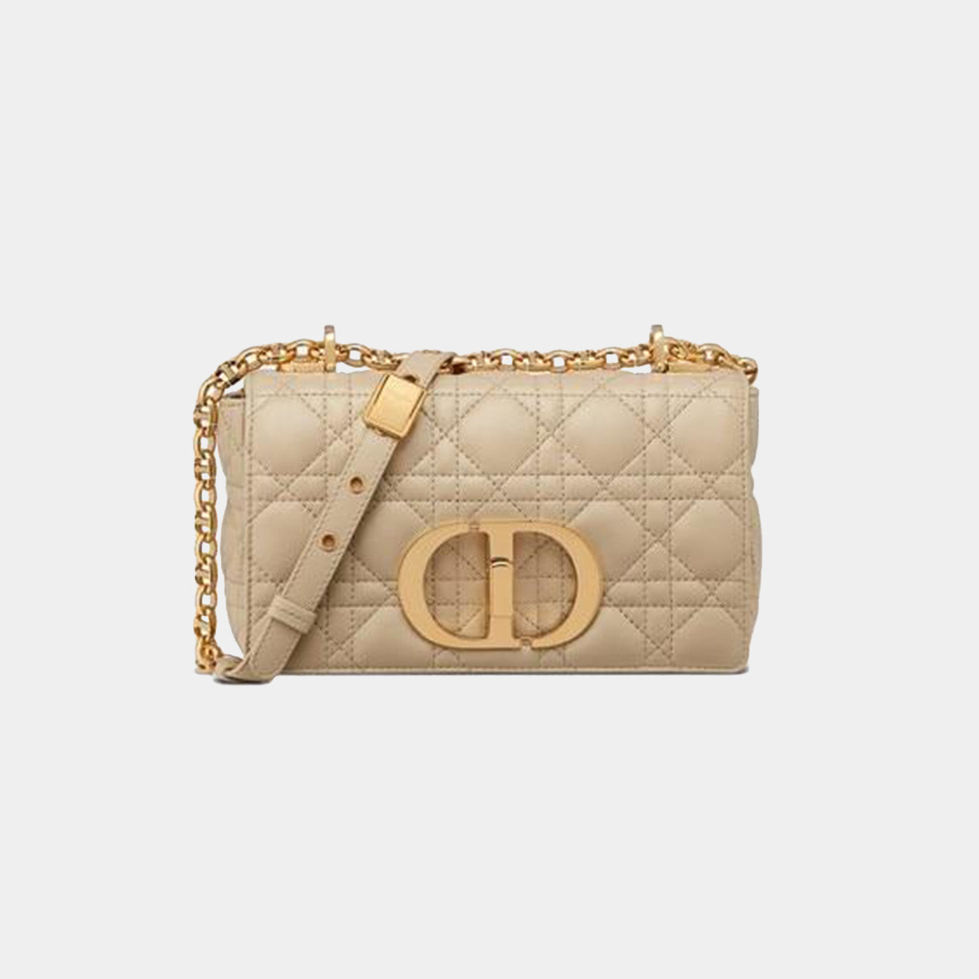 Small Dior Caro Bag Beige Supple Cannage Calfskin