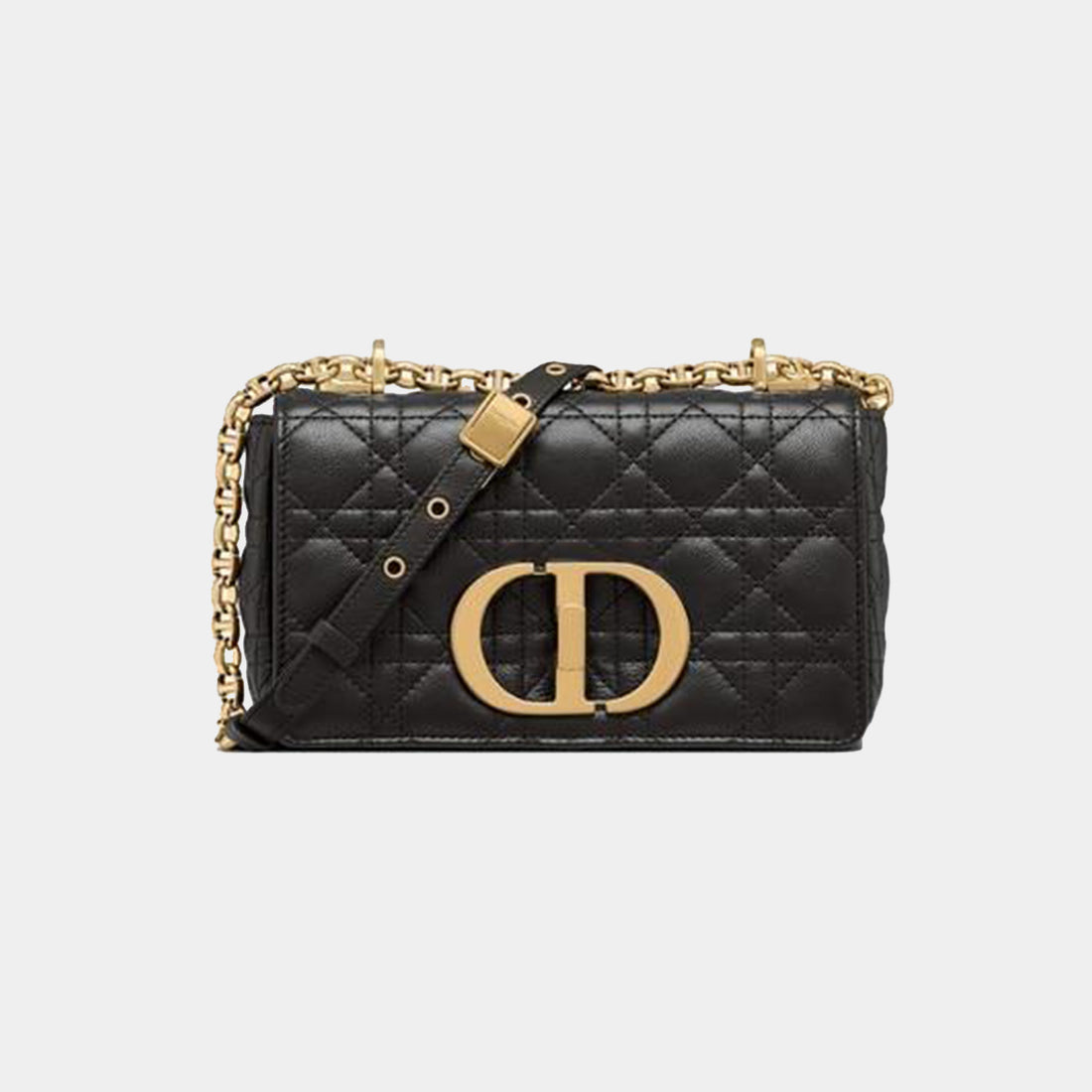 Small Dior Caro Bag Black Supple Cannage Calfskin