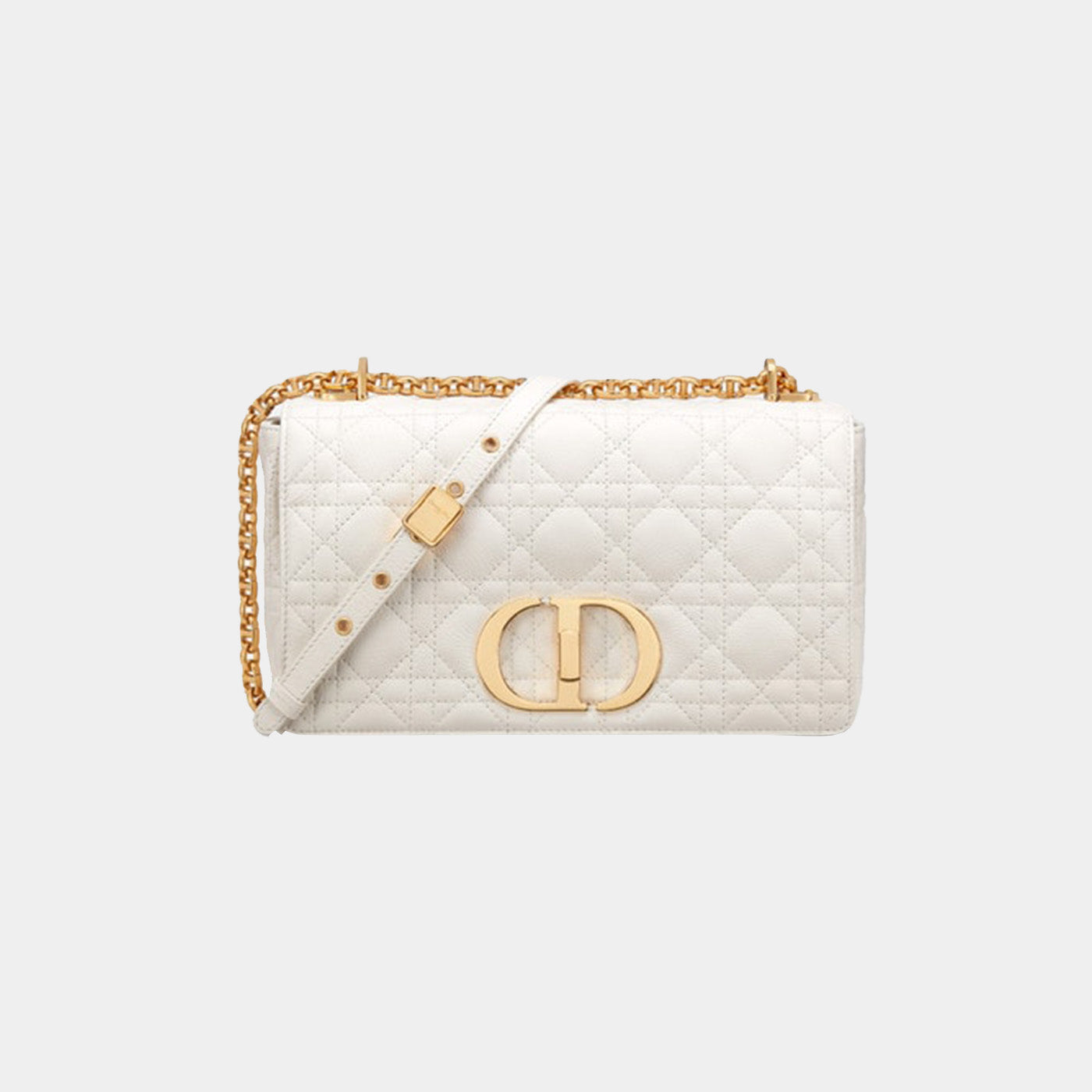 Small Dior Caro Bag Ivory Supple Cannage Calfskin