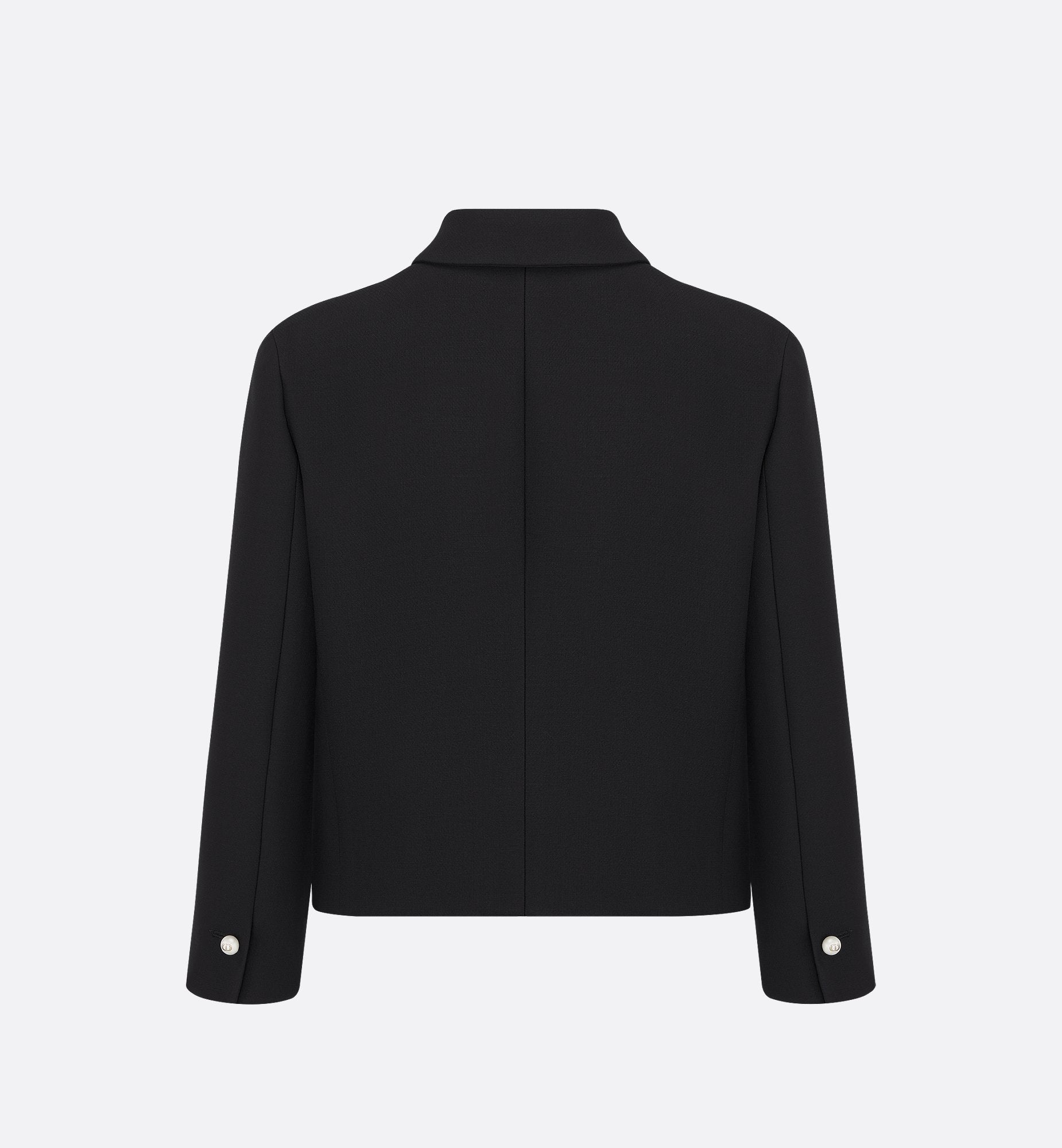 Cropped Jacket Black Wool And Silk