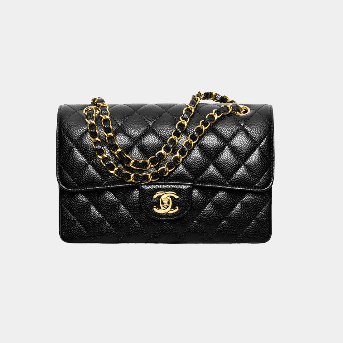 Small Classic Handbag Grained Calfskin And Gold Tone Metal Black