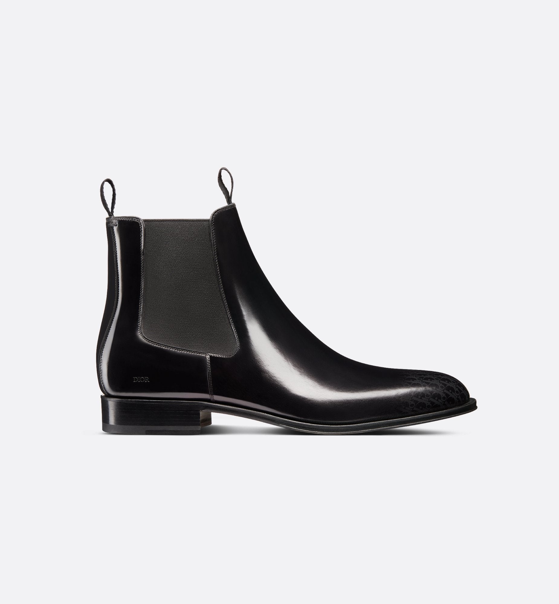 Dior Timeless Chelsea Boot Black Calfskin With Gray And Black Dior Oblique Gradient Patina