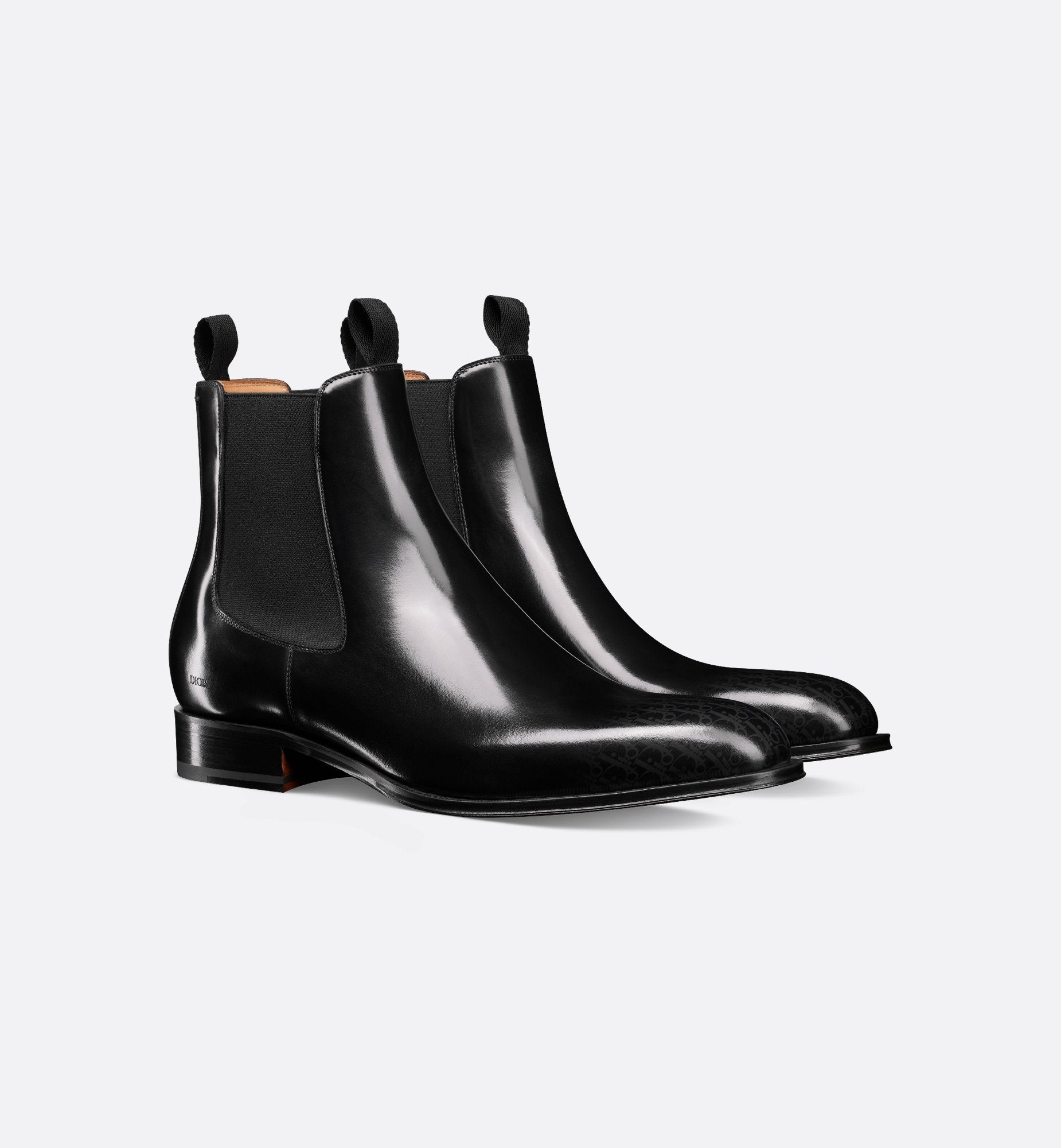 Dior Timeless Chelsea Boot Black Calfskin With Gray And Black Dior Oblique Gradient Patina