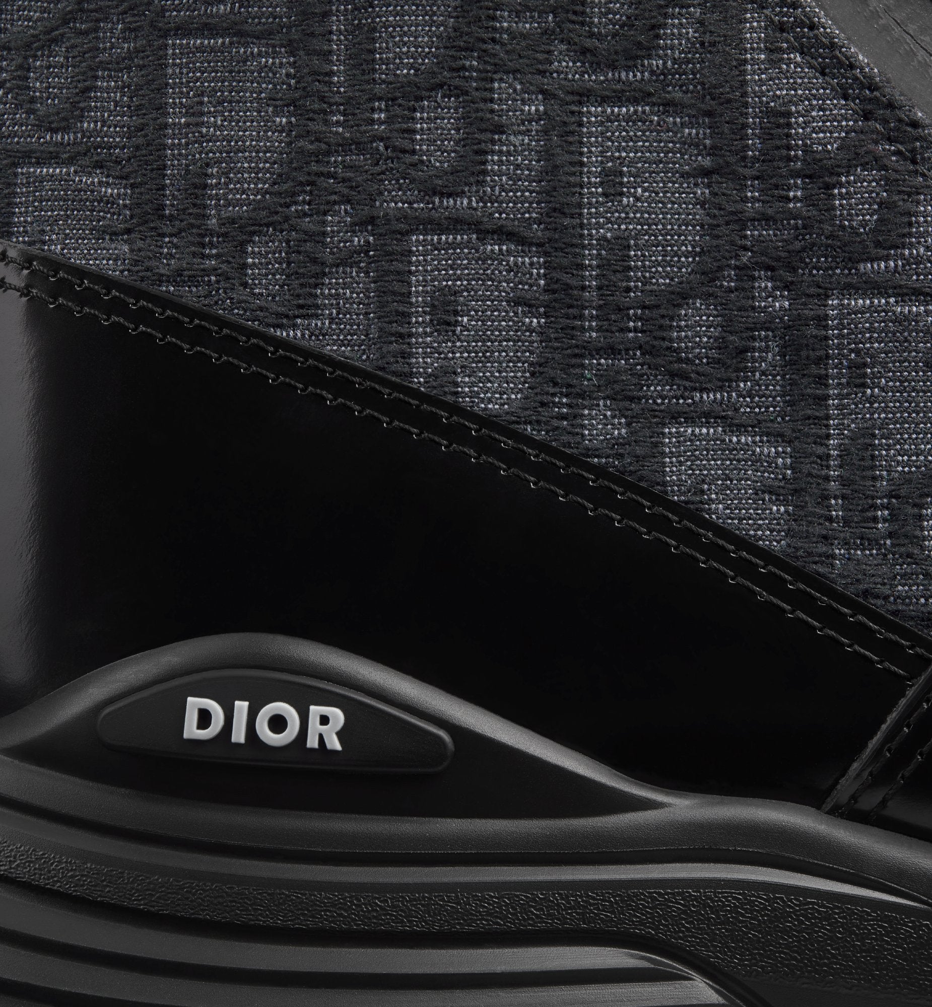 Combat Ankle Boot Black Polished Calfskin And Dior Oblique Jacquard