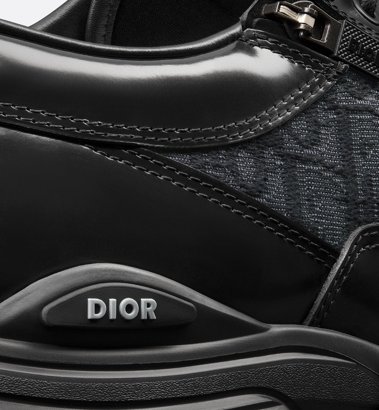 Dior Combat Derby Shoe Black Polished Calfskin And Dior Oblique Jacquard