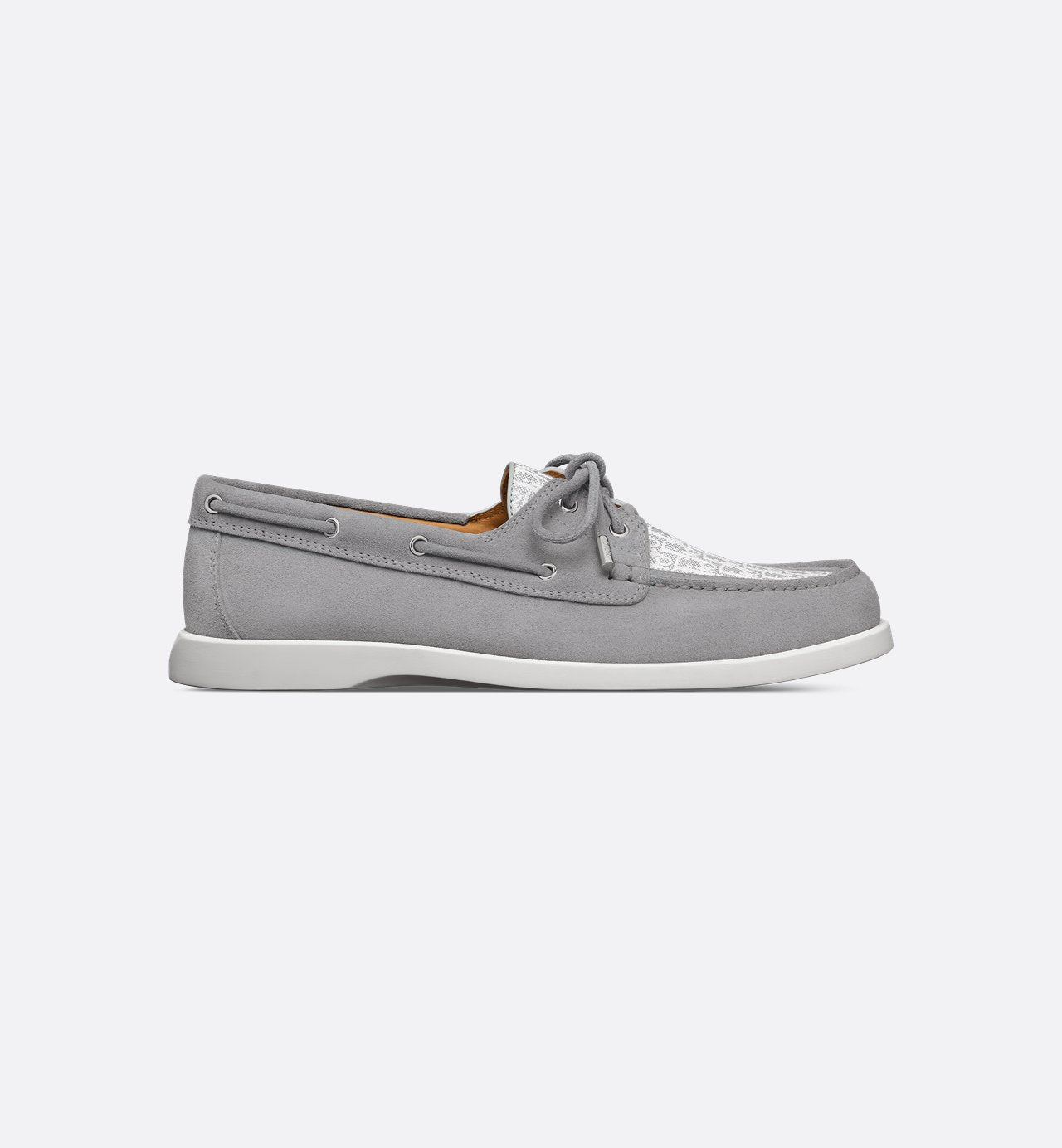 Granville Boat Shoe Dior Gray Suede And Dior Oblique Jacquard