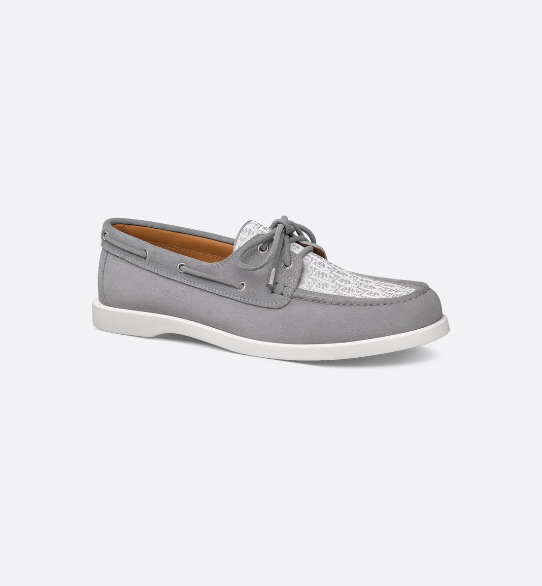 Granville Boat Shoe Dior Gray Suede And Dior Oblique Jacquard