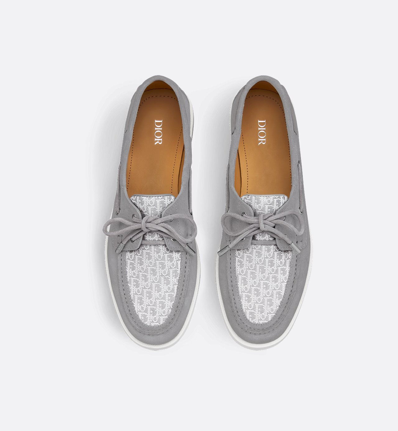 Dior Granville Boat Shoe Dior Gray Suede And Dior Oblique Jacquard