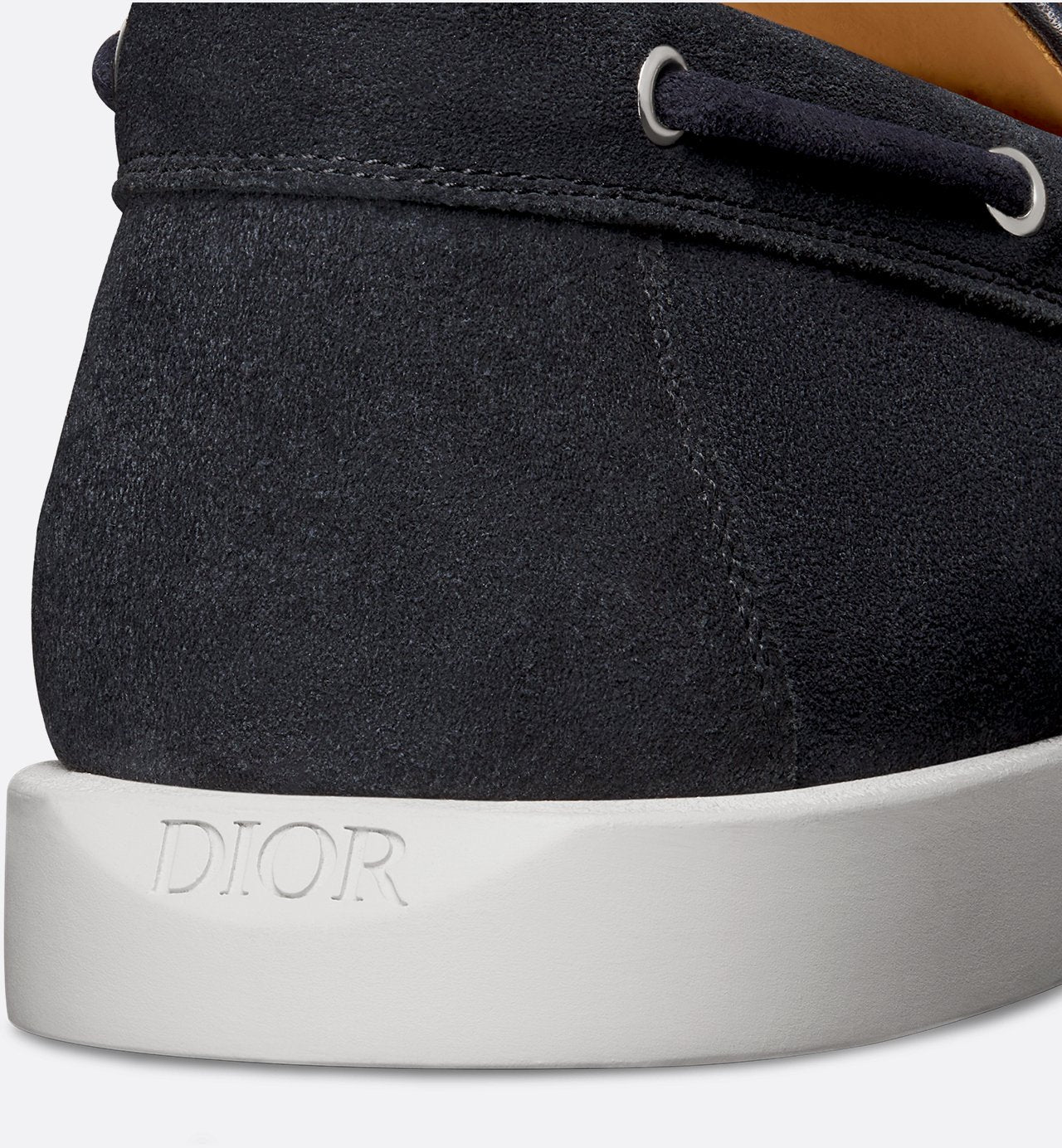 Dior Granville Boat Shoe Navy Blue Suede With Beige And Black Dior Oblique Jacquard