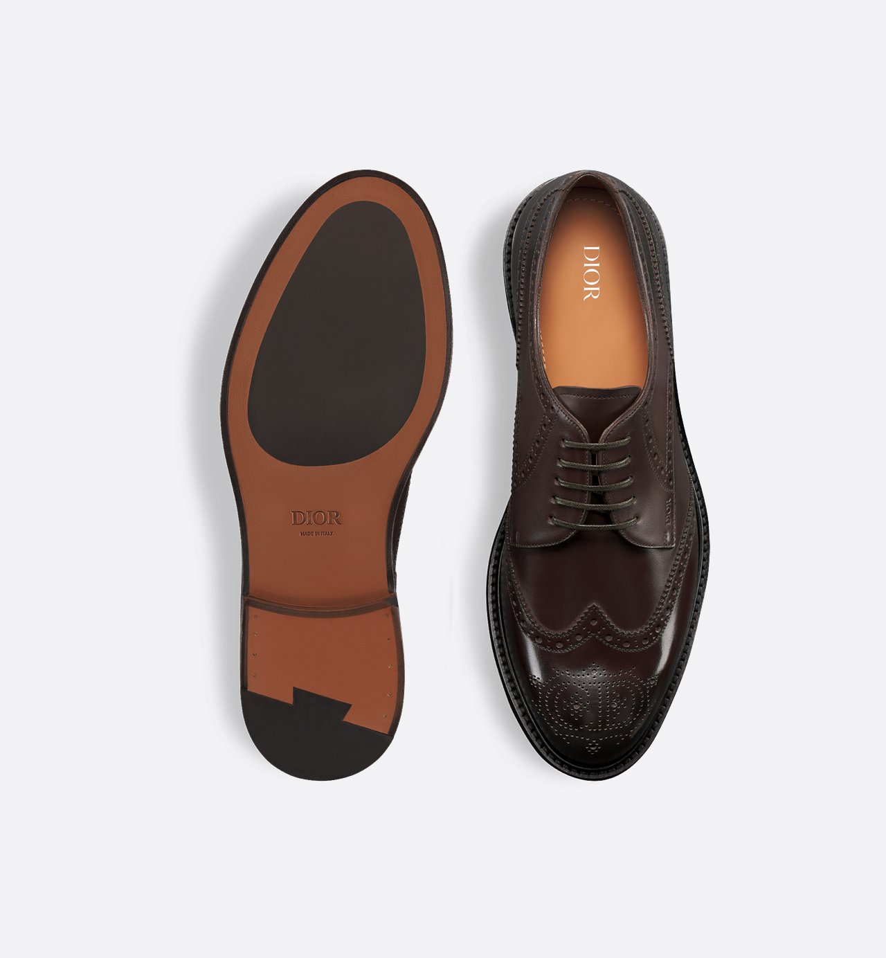 Dior Embassy Derby Brogue Brown Calfskin With Patina Finish