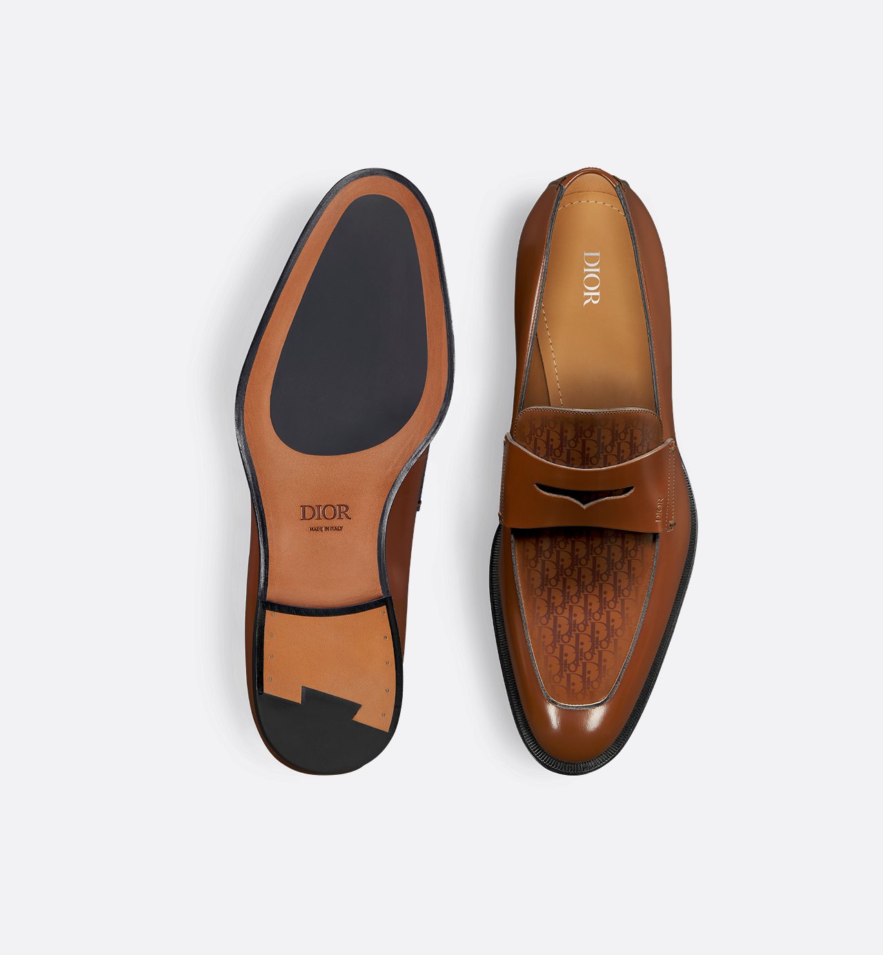 Timeless Loafer Brown Polished Calfskin With Dior Oblique Gradient