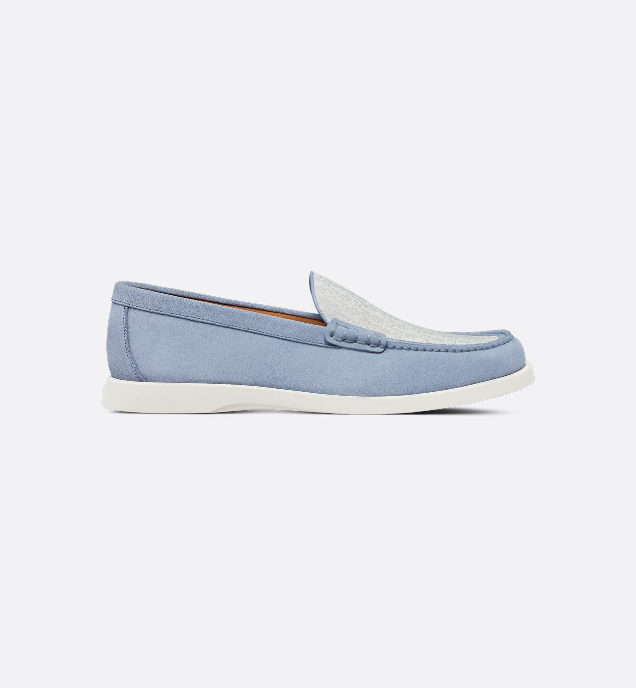 Dior Granville Loafer Blue Suede With Gray And White Dior Oblique Jacquard