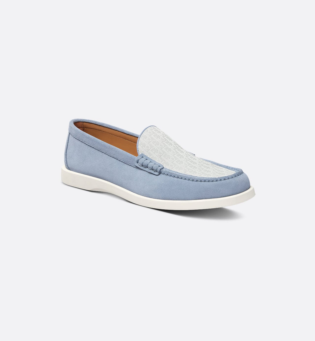 Dior Granville Loafer Blue Suede With Gray And White Dior Oblique Jacquard