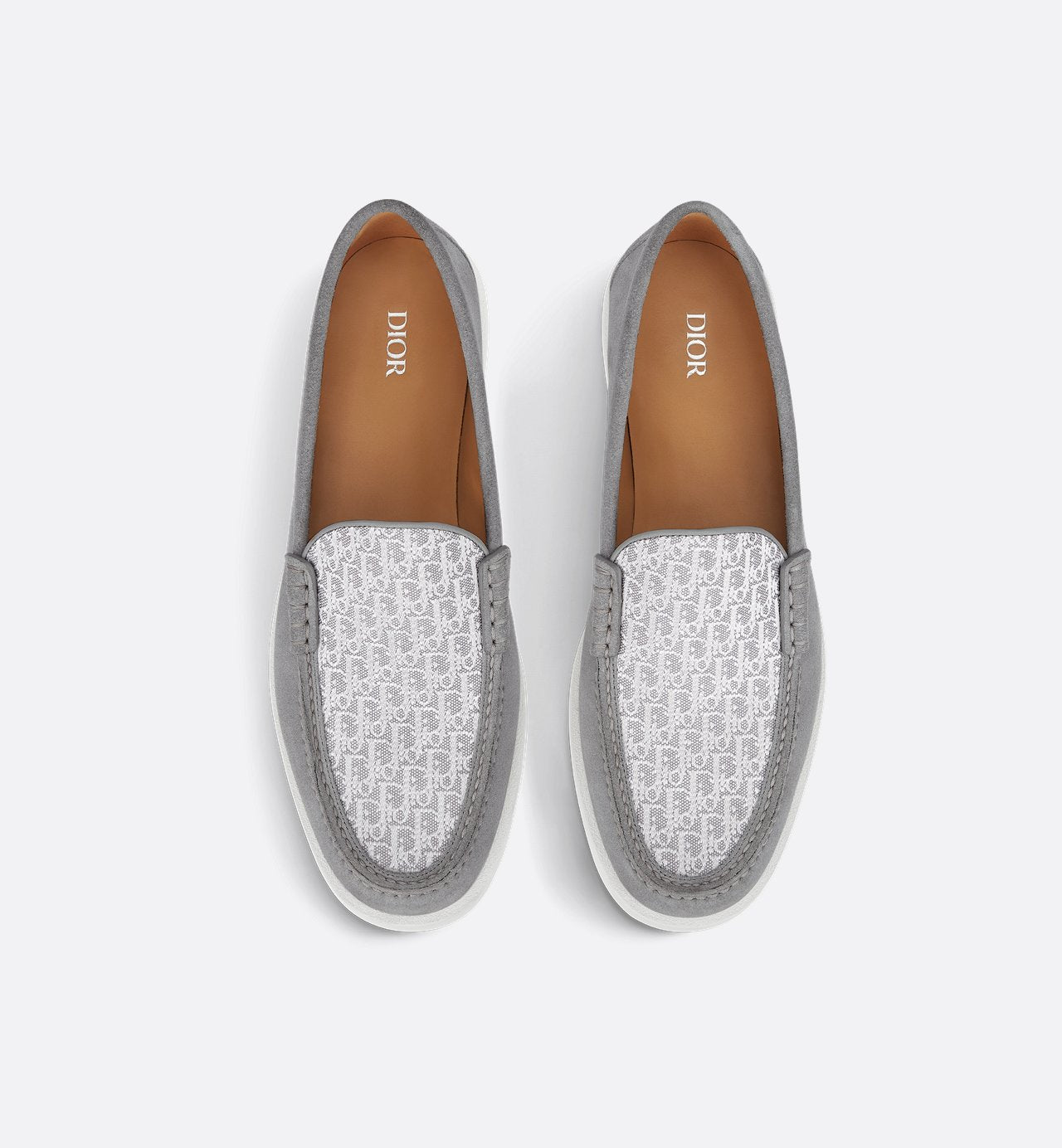 Dior Granville Loafer Dior Gray Suede And Dior Oblique Jacquard