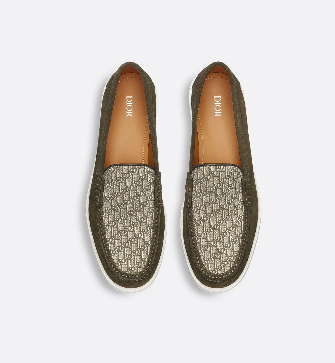 Dior Granville Loafer Khaki Suede And Dior Oblique Jacquard