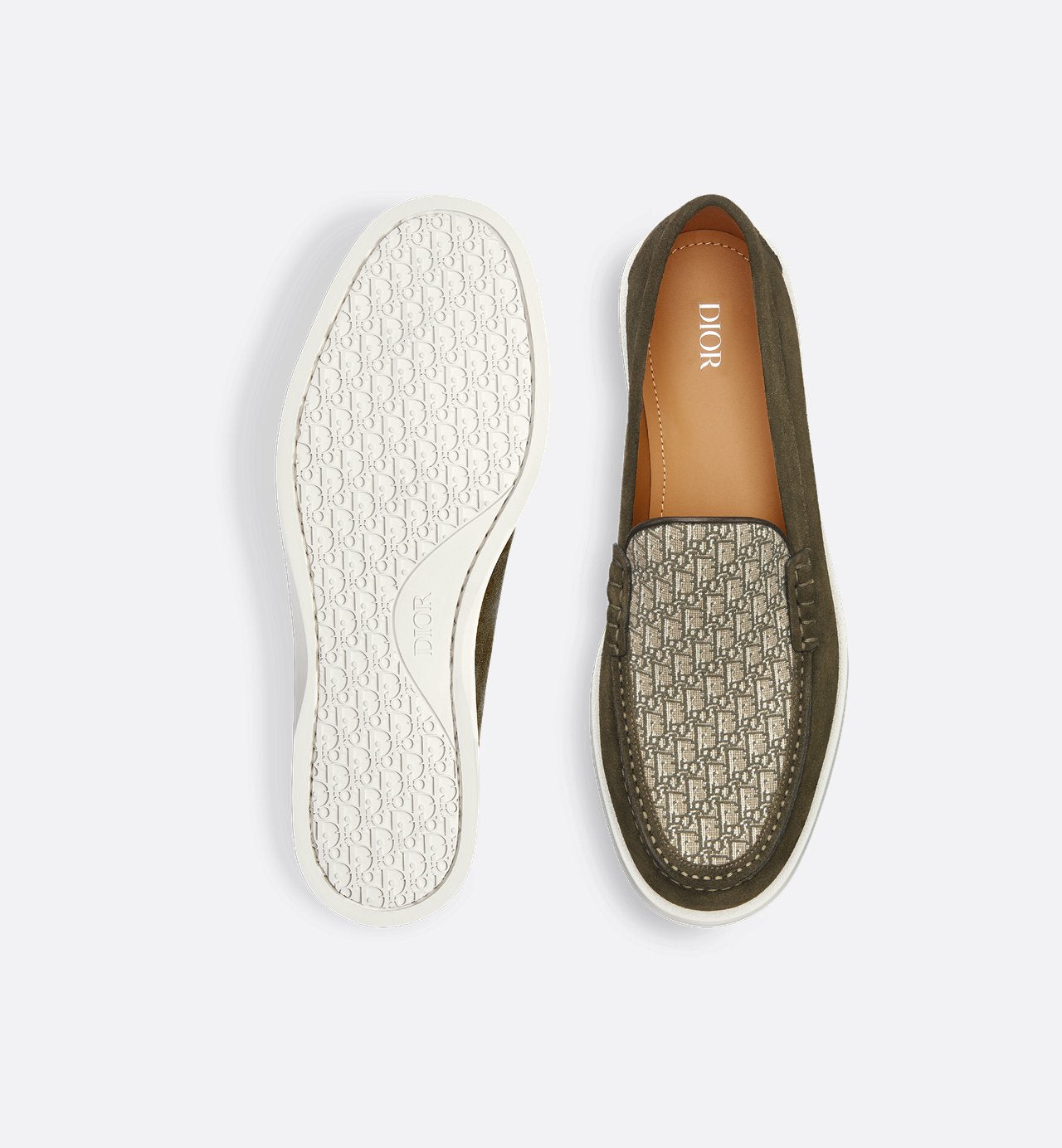 Dior Granville Loafer Khaki Suede And Dior Oblique Jacquard