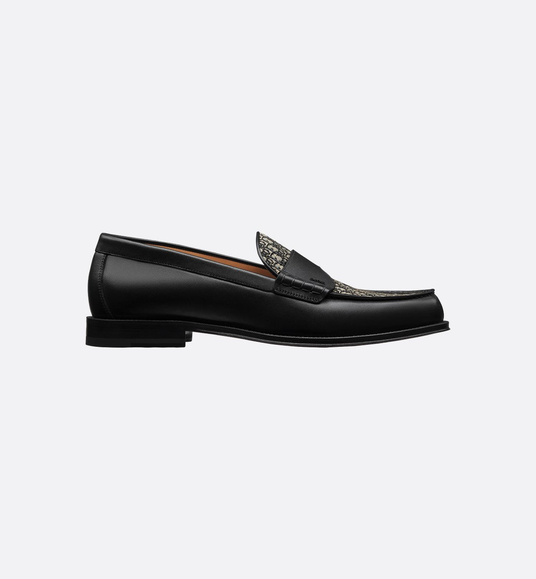 Dior Granville Loafer Black Smooth Calfskin With Beige And Black Dior Oblique Jacquard