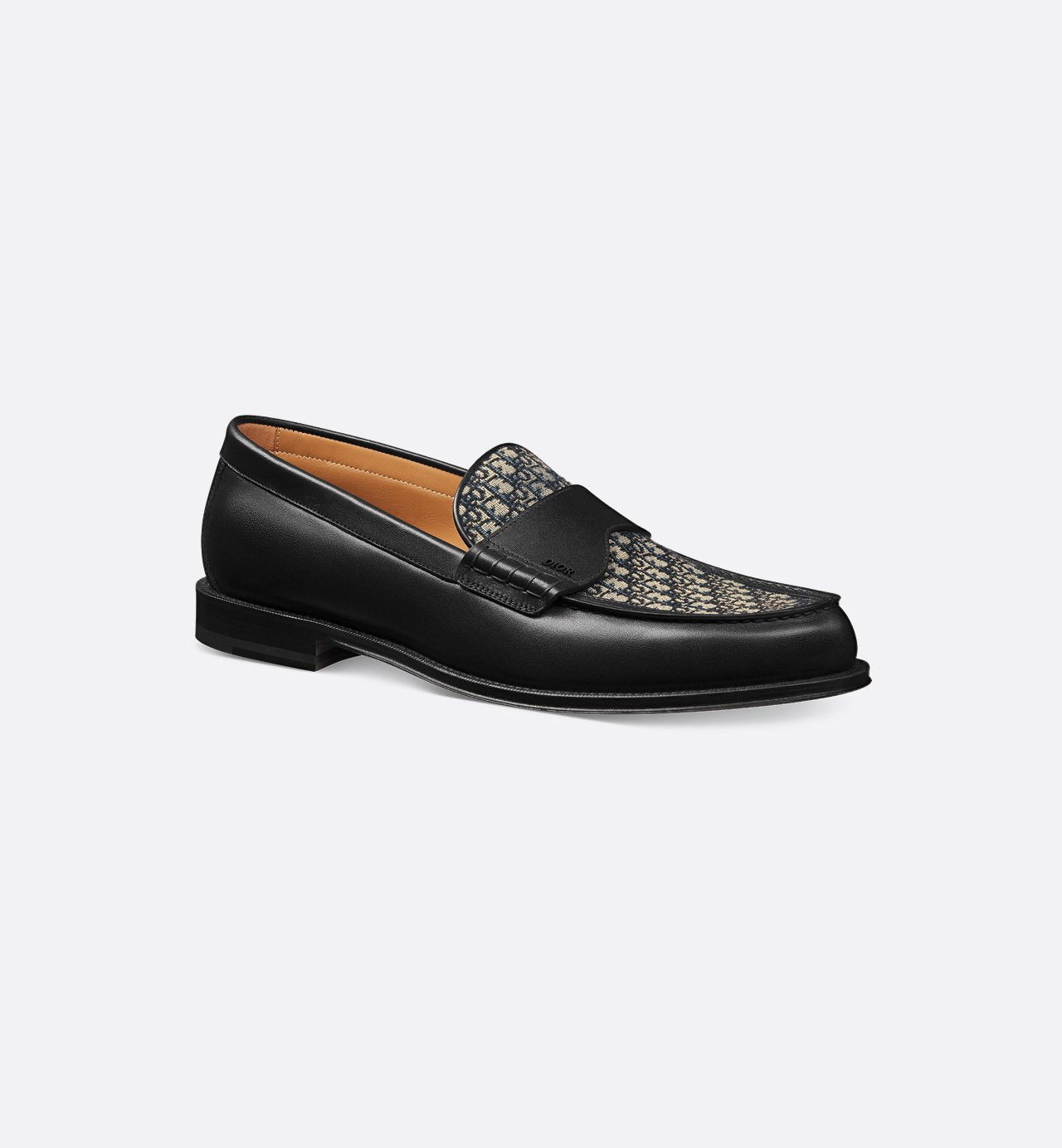 Dior Granville Loafer Black Smooth Calfskin With Beige And Black Dior Oblique Jacquard