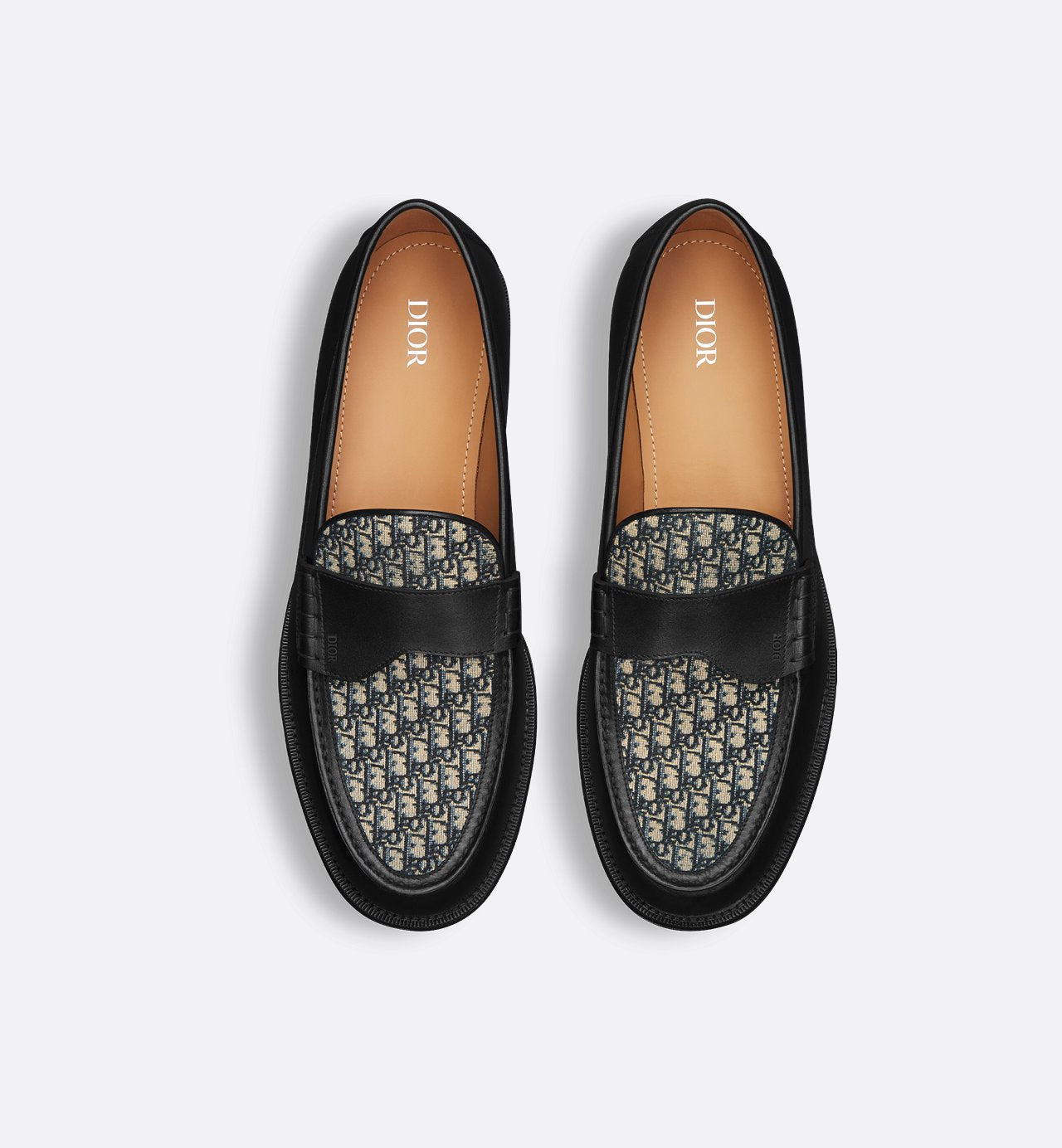 Granville Loafer Black Smooth Calfskin With Beige And Black Dior Oblique Jacquard