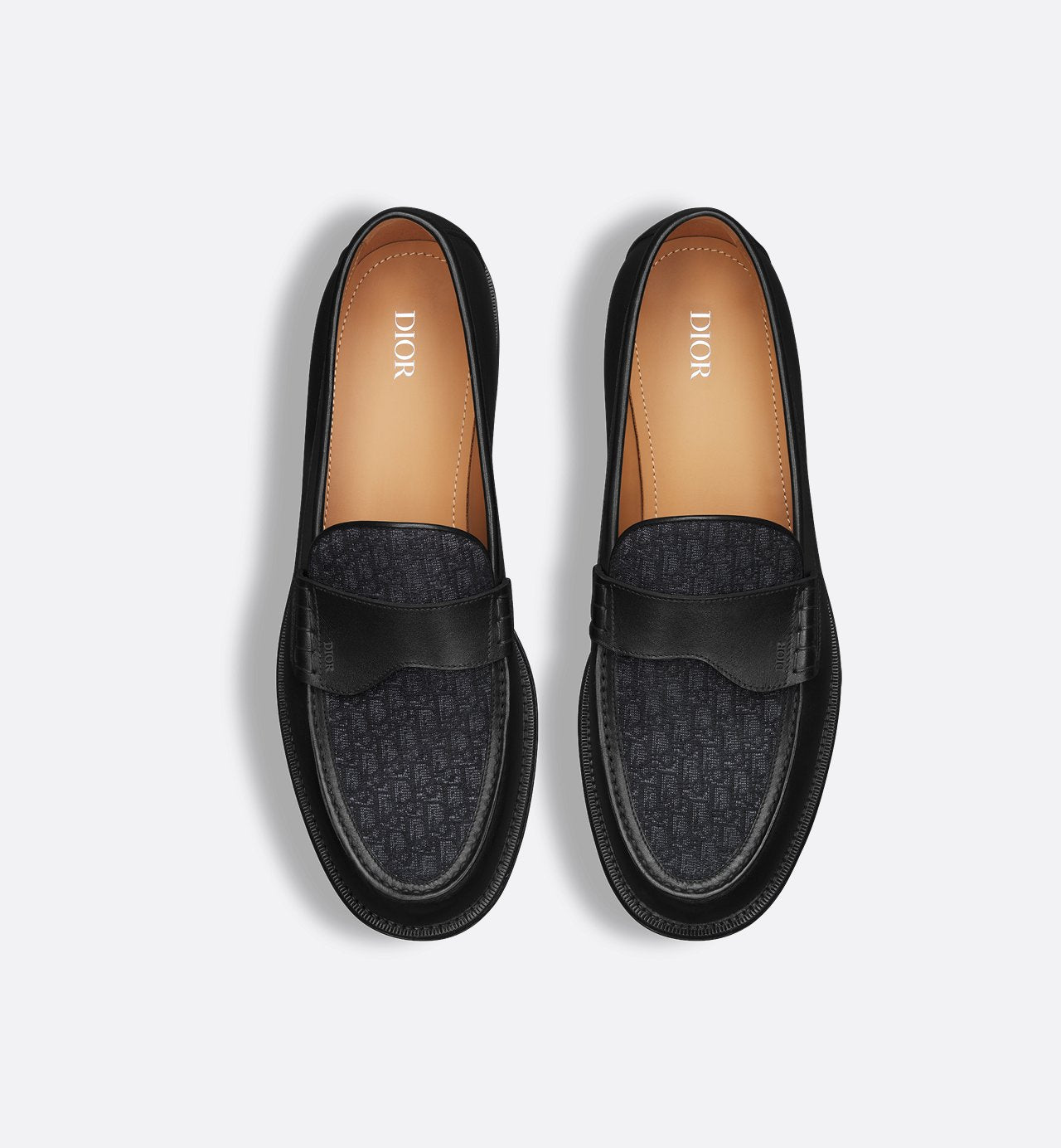 Dior Granville Loafer Black Smooth Calfskin And Black Dior Oblique Jacquard