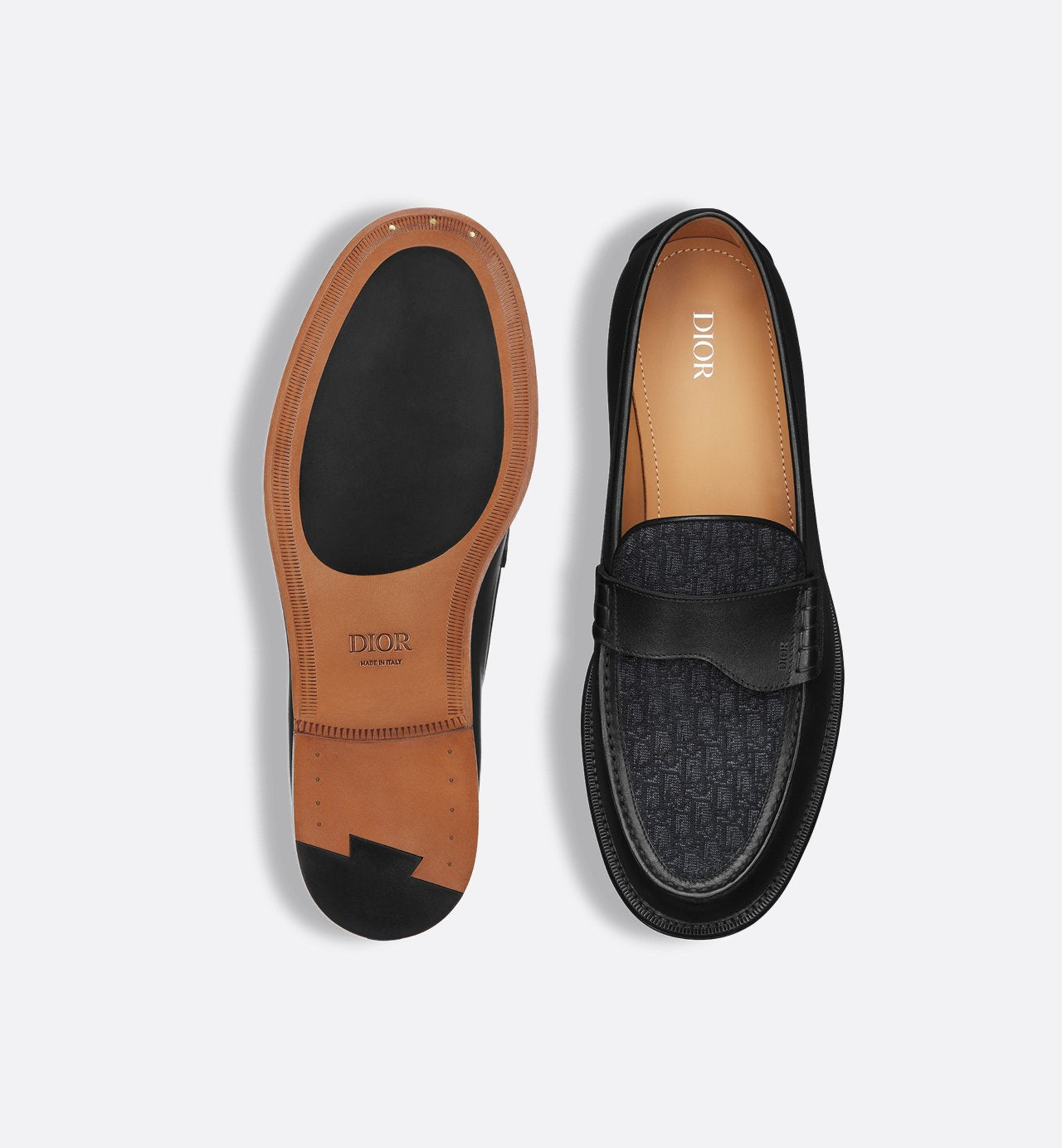 Dior Granville Loafer Black Smooth Calfskin And Black Dior Oblique Jacquard