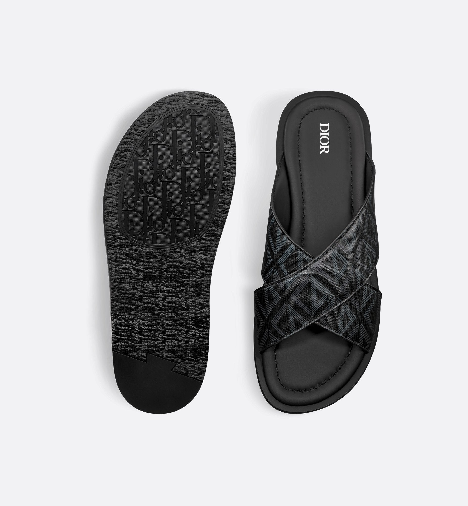 Alias Sandal Black Coated Cotton Canvas With Cd Diamond Print