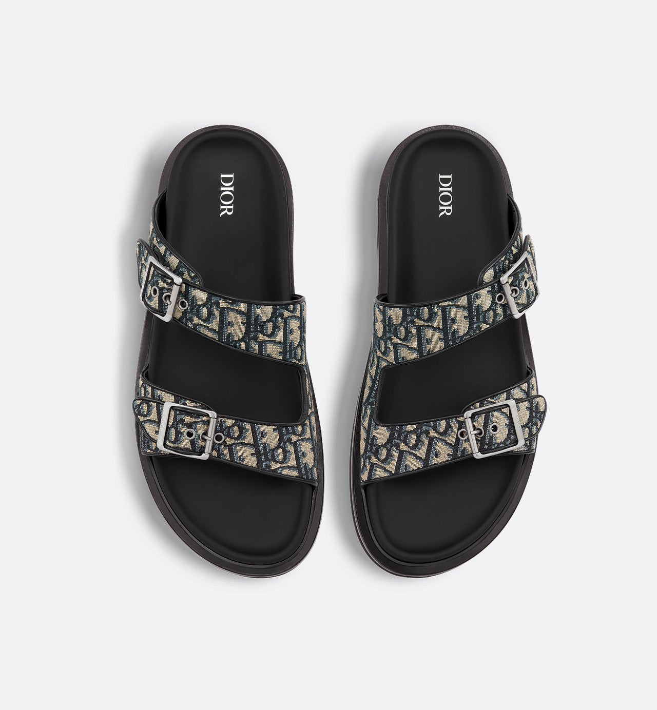 Dior Aqua Sandal Beige And Black Dior Oblique Jacquard