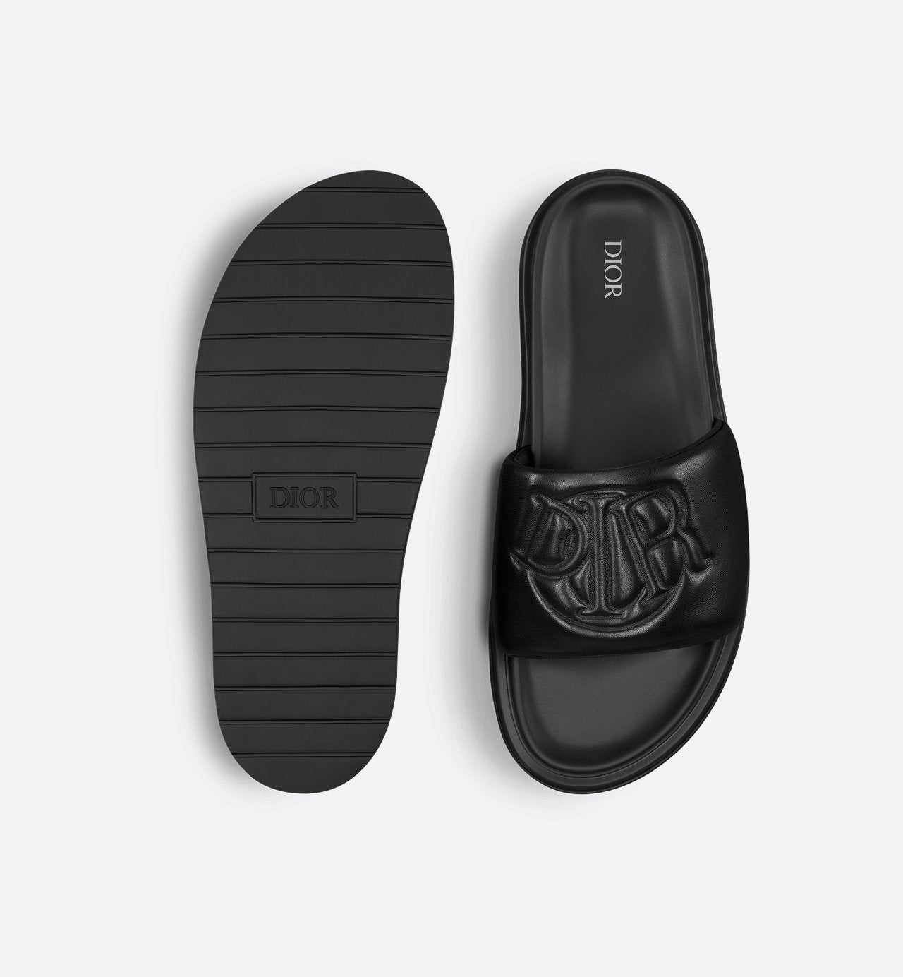 Aqua Sandal Black Quilted Smooth Calfskin