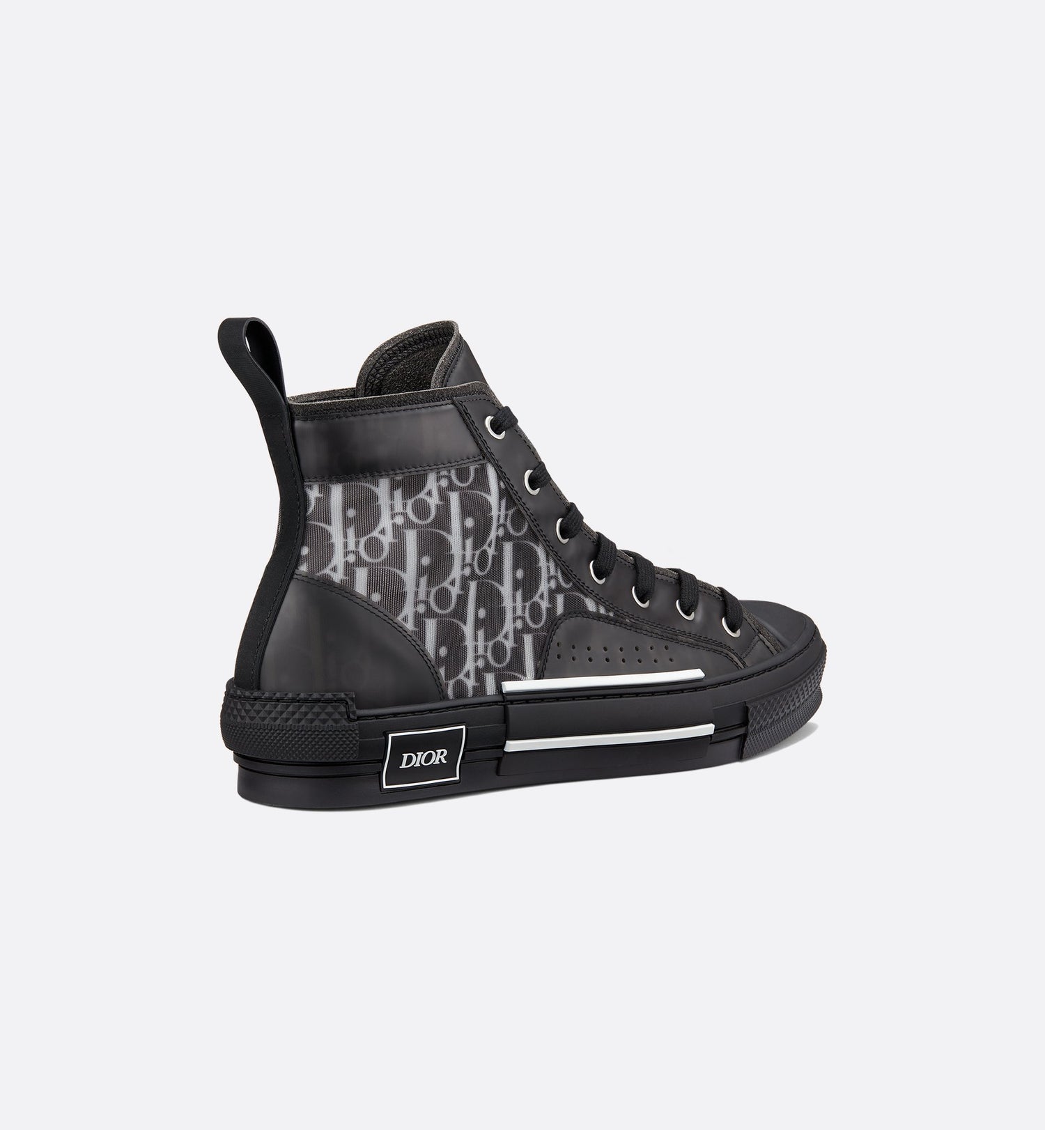 B23 High-Top Sneaker Black And White Dior Oblique Canvas With Black Calfskin