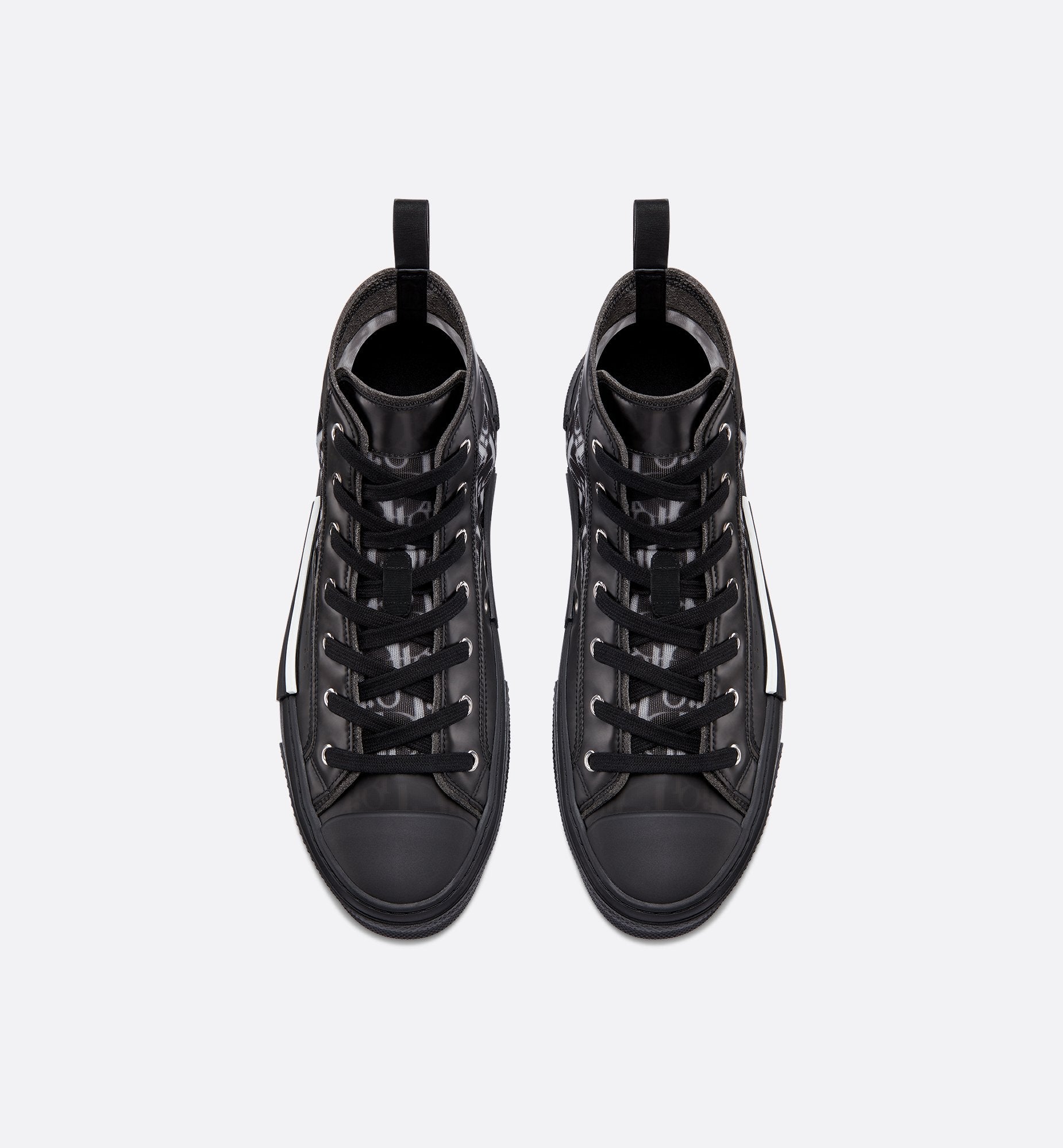 B23 High-Top Sneaker Black And White Dior Oblique Canvas With Black Calfskin